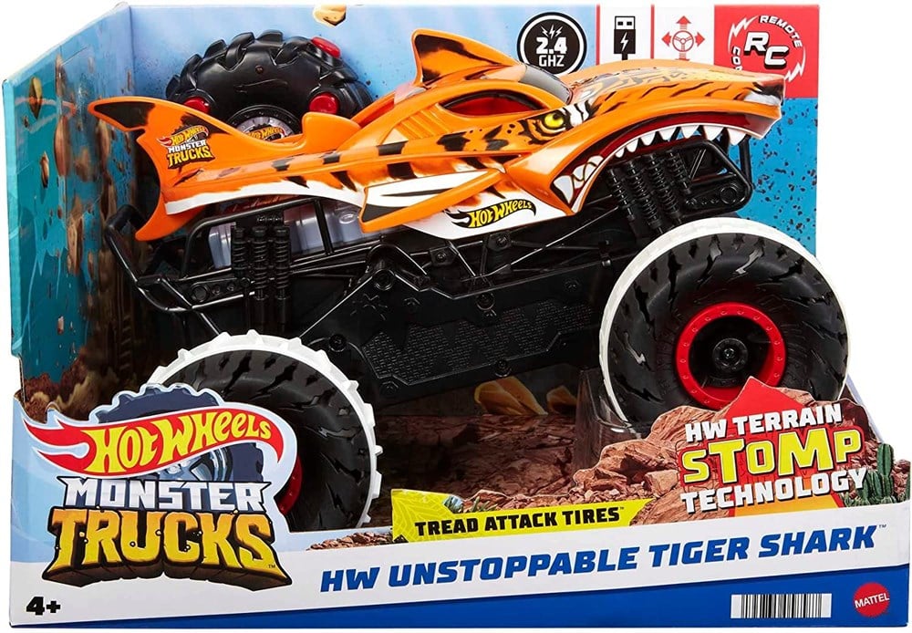 Hot Wheels Monster Trucks Durdurulamaz Tiger Shark HGV87-Oyuncak Arabalar ve Kamyonlar