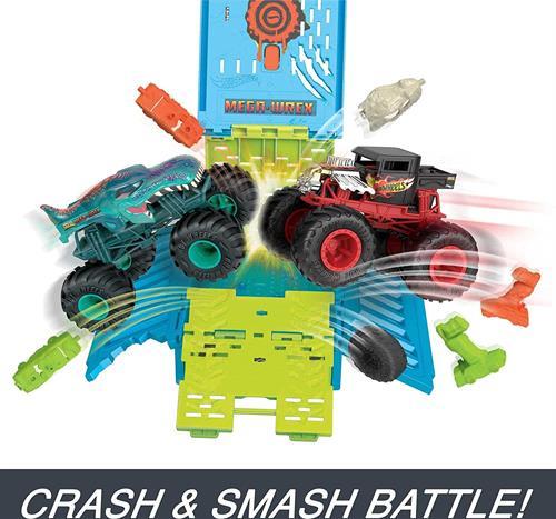 Hot Wheels Monster Trucks Mega-Wrex'in Çarpışma Kafesi HNC29-Araba Garaj ve Setleri