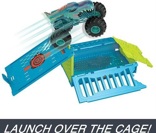 Hot Wheels Monster Trucks Mega-Wrex'in Çarpışma Kafesi HNC29-Araba Garaj ve Setleri