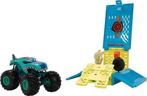 Hot Wheels Monster Trucks Mega-Wrex'in Çarpışma Kafesi HNC29-Araba Garaj ve Setleri