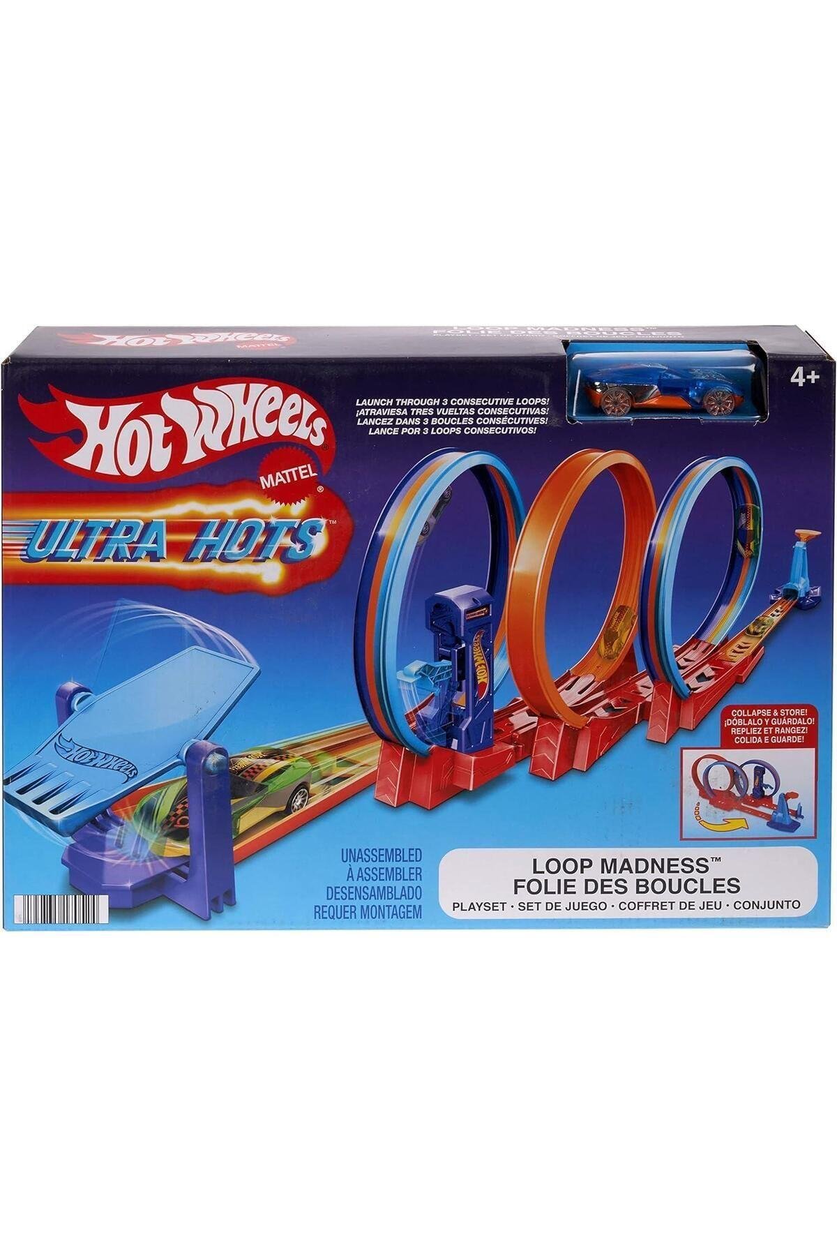 Hotwhells Hot Wheels Üçlü Döngü Pisti 3 Halkalı Oyun Seti HPX93-Araba Garaj ve Setleri
