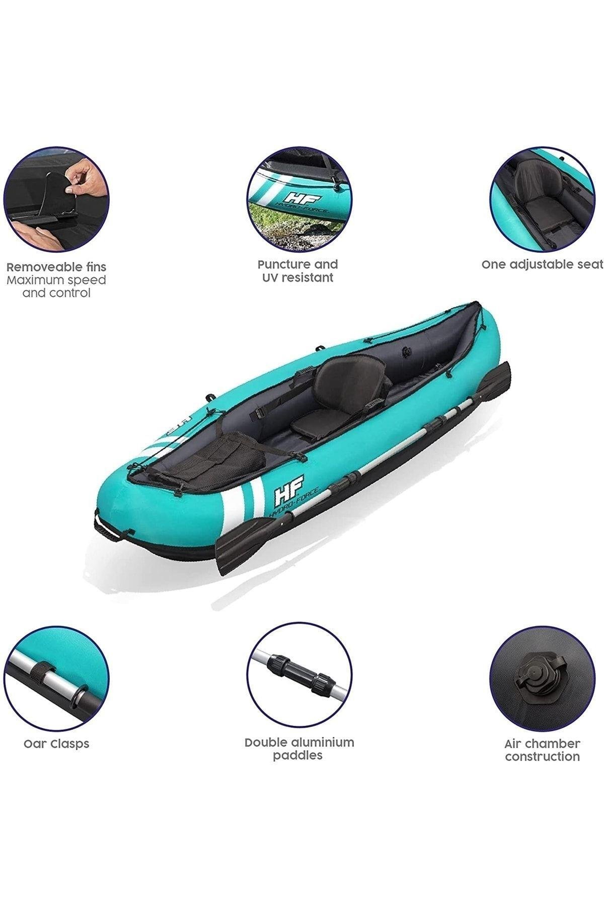 Hydro-force Venture X1 Kayak Tek Kişilik Şişme Kano Set Turkuaz-Deniz ve Havuz Ürünleri