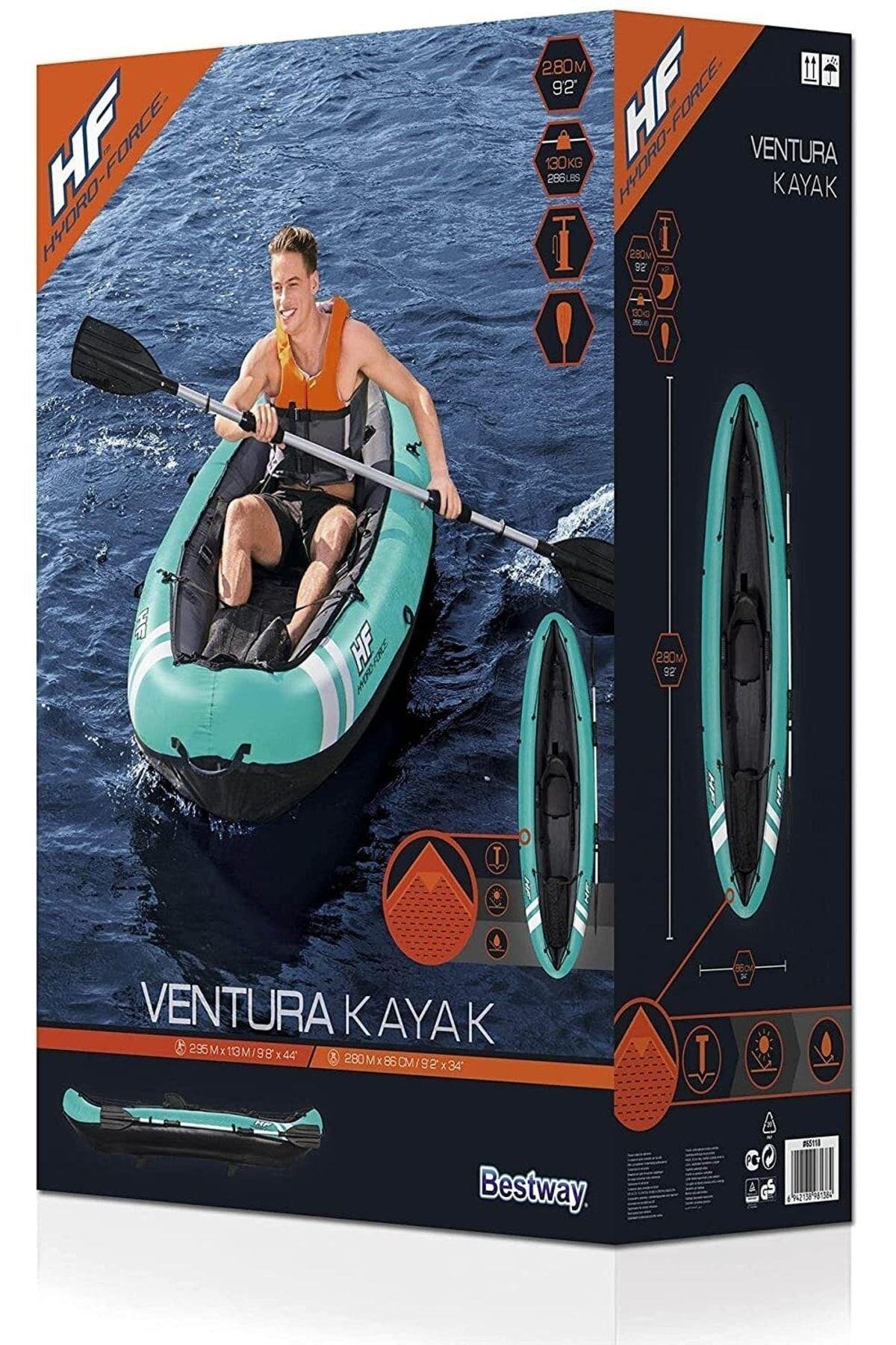 Hydro-force Venture X1 Kayak Tek Kişilik Şişme Kano Set Turkuaz-Deniz ve Havuz Ürünleri