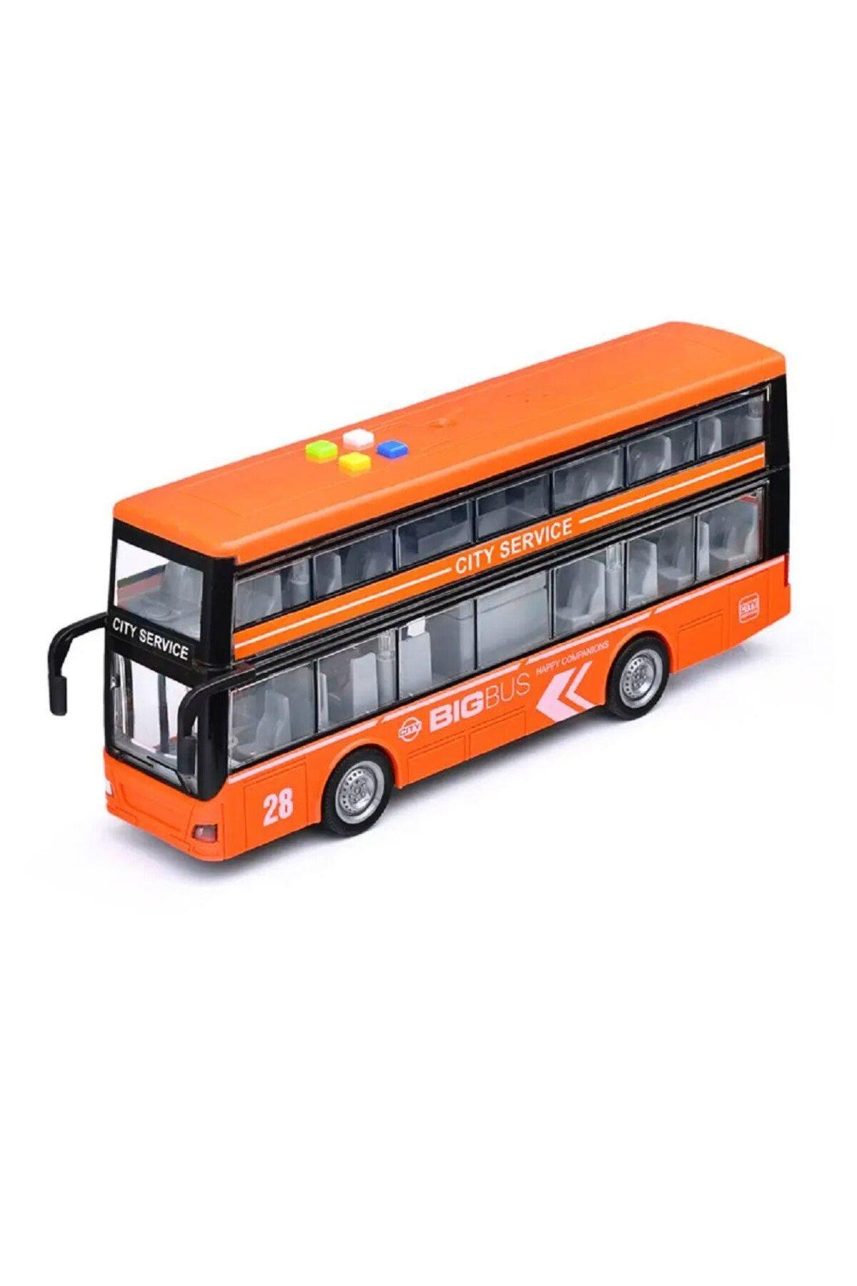 Işıklı Sesli Çift Katlı Sürtmeli Turist Otobüsü 1:16 Ölçekli-Oyuncak Arabalar ve Kamyonlar