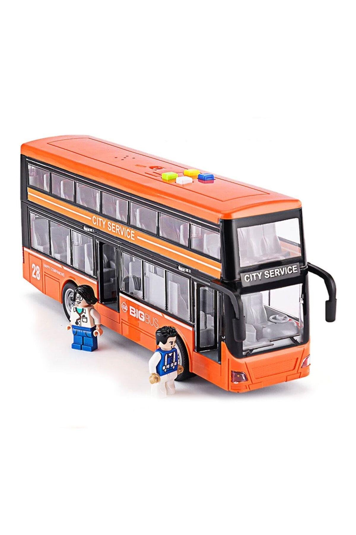 Işıklı Sesli Çift Katlı Sürtmeli Turist Otobüsü 1:16 Ölçekli-Oyuncak Arabalar ve Kamyonlar