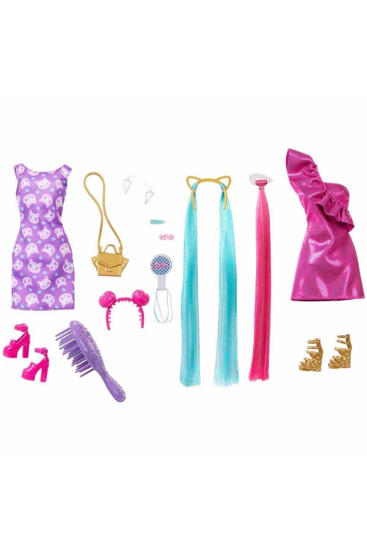 JDC85 Barbie Upuzun Muhteşem Saçlı Bebekler Pembe Saçlı Bebek-Oyuncak Bebekler