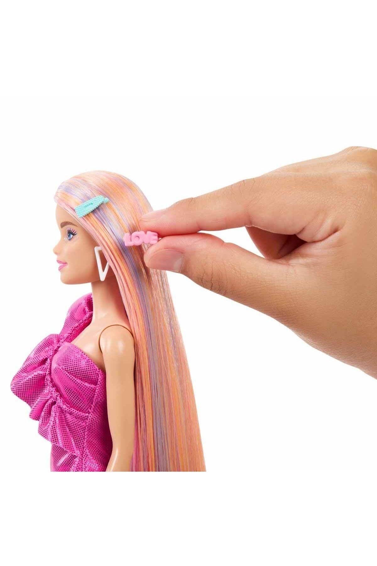 JDC85 Barbie Upuzun Muhteşem Saçlı Bebekler Pembe Saçlı Bebek-Oyuncak Bebekler