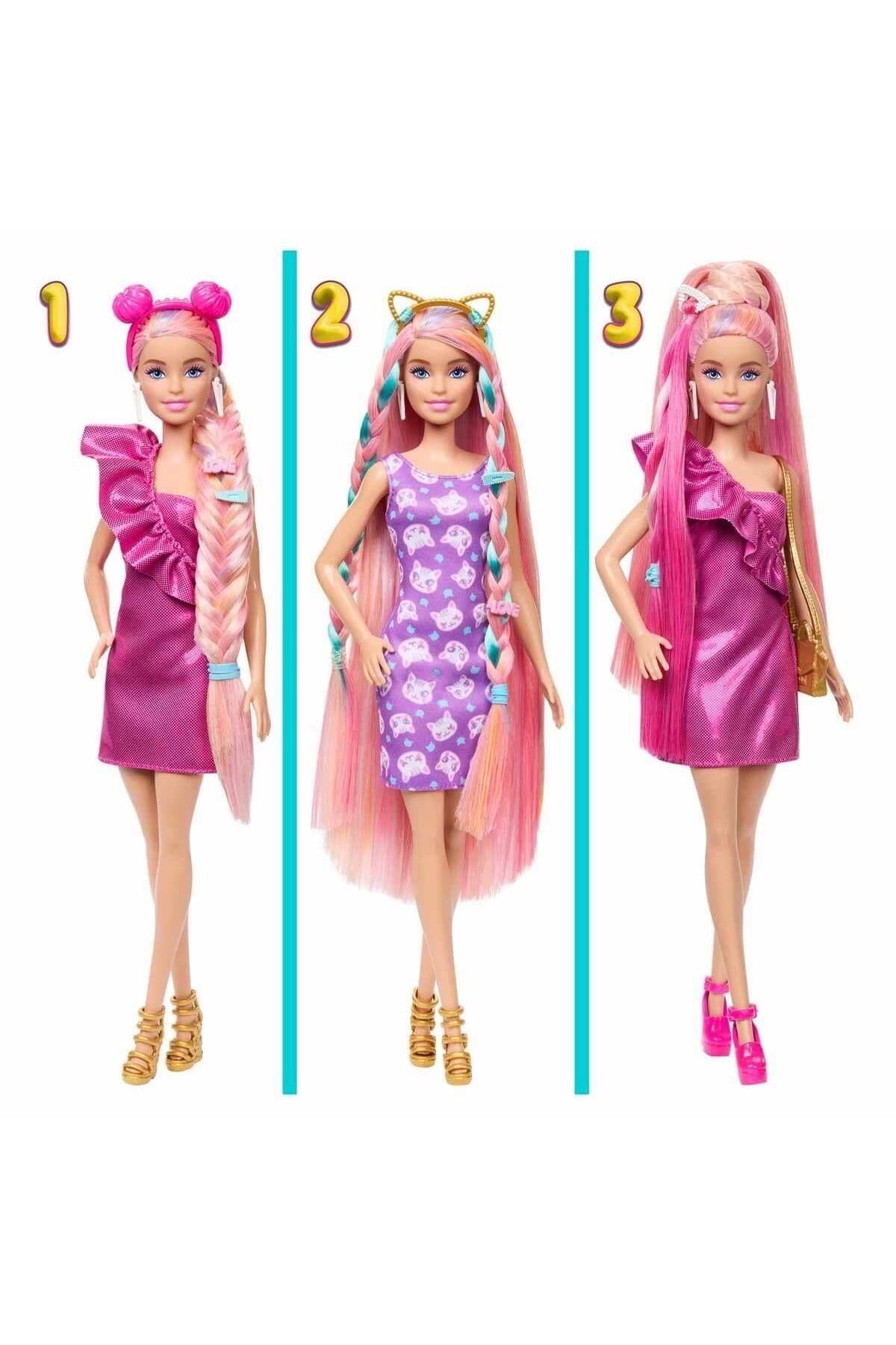 JDC85 Barbie Upuzun Muhteşem Saçlı Bebekler Pembe Saçlı Bebek-Oyuncak Bebekler