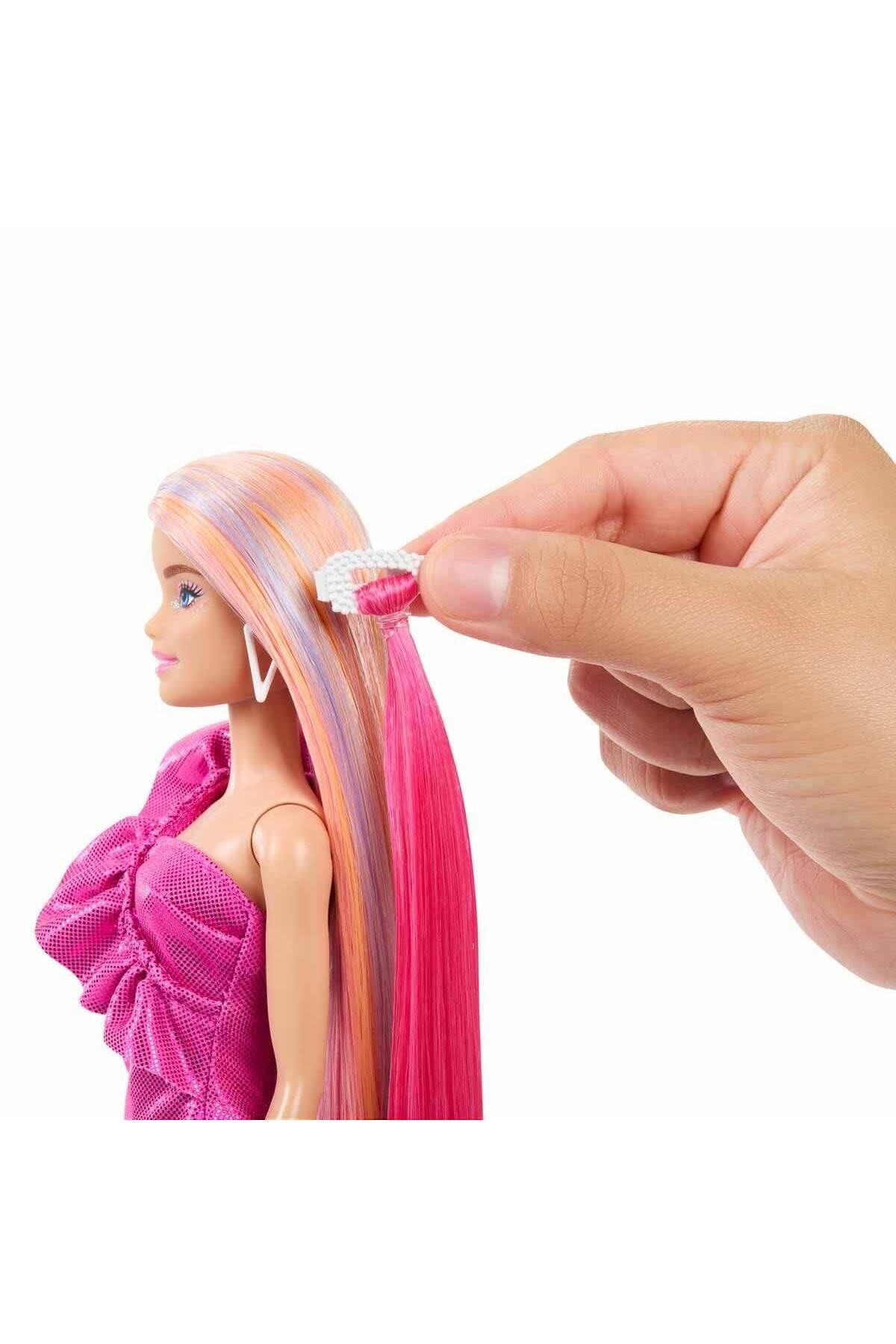 JDC85 Barbie Upuzun Muhteşem Saçlı Bebekler Pembe Saçlı Bebek-Oyuncak Bebekler