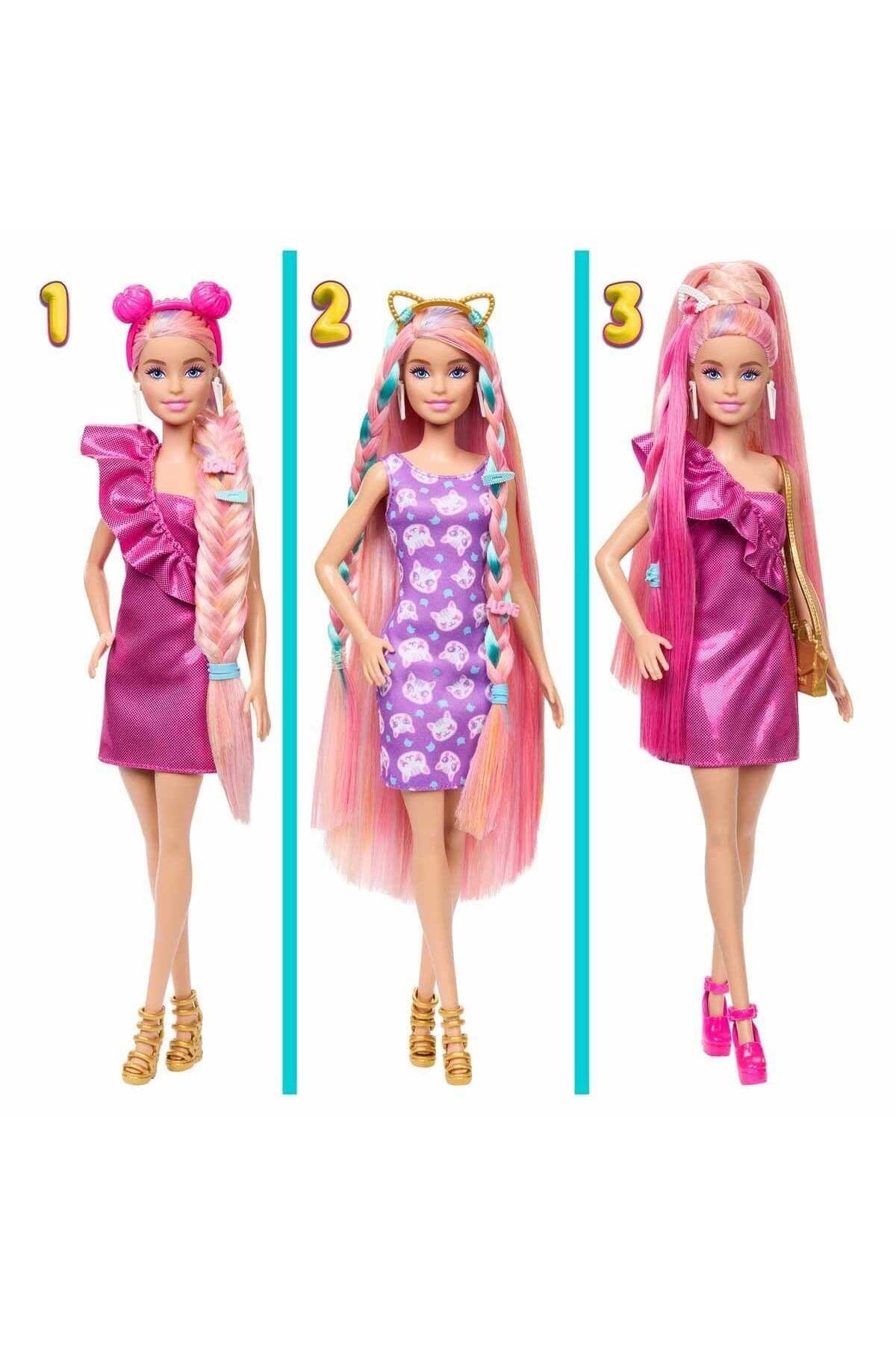 JDC85 Barbie Upuzun Muhteşem Saçlı Bebekler Pembe Saçlı Bebek-Oyuncak Bebekler