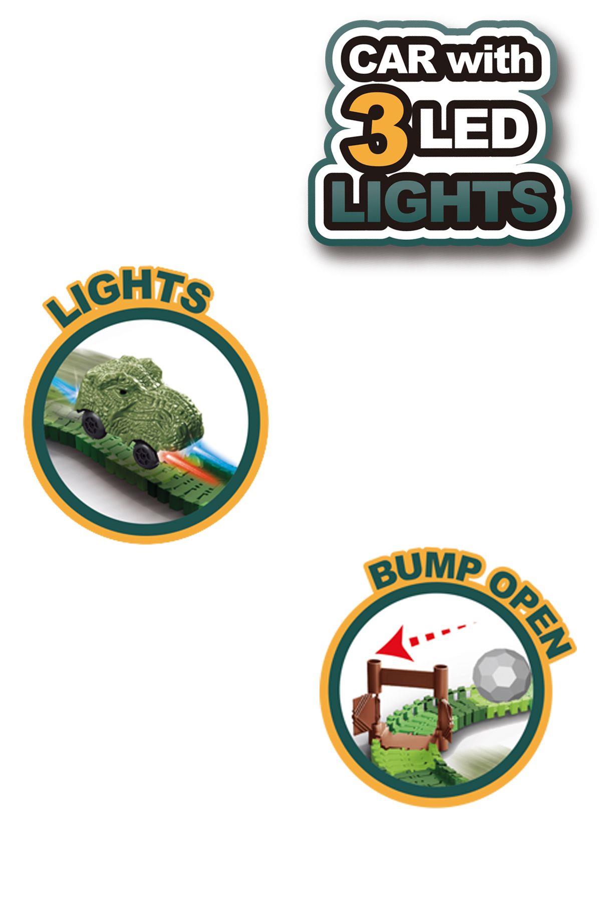 Kayyum Oyuncak Dinosaur Tracks 288 Parça Dinozor Temalı Hareketli Raylar Full Set Dinozor Arabalı-Araba Garaj ve Setleri