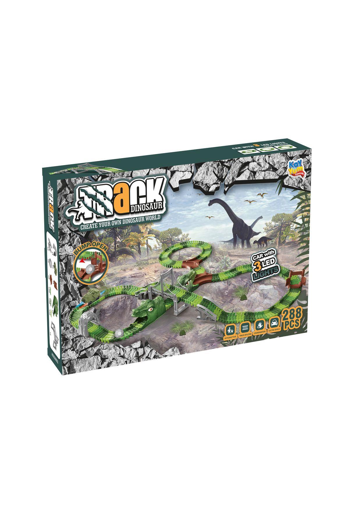 Kayyum Oyuncak Dinosaur Tracks 288 Parça Dinozor Temalı Hareketli Raylar Full Set Dinozor Arabalı-Araba Garaj ve Setleri