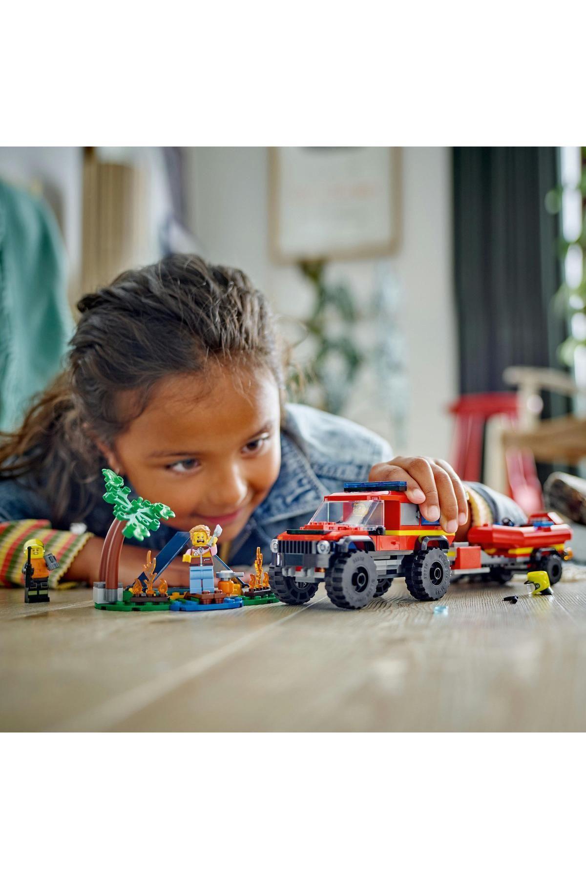 LEGO ® City 4x4 Kurtarma Botlu İtfaiye Kamyonu 60412 -  Yaratıcı Oyuncak Yapım Seti (301 Parça)-Lego