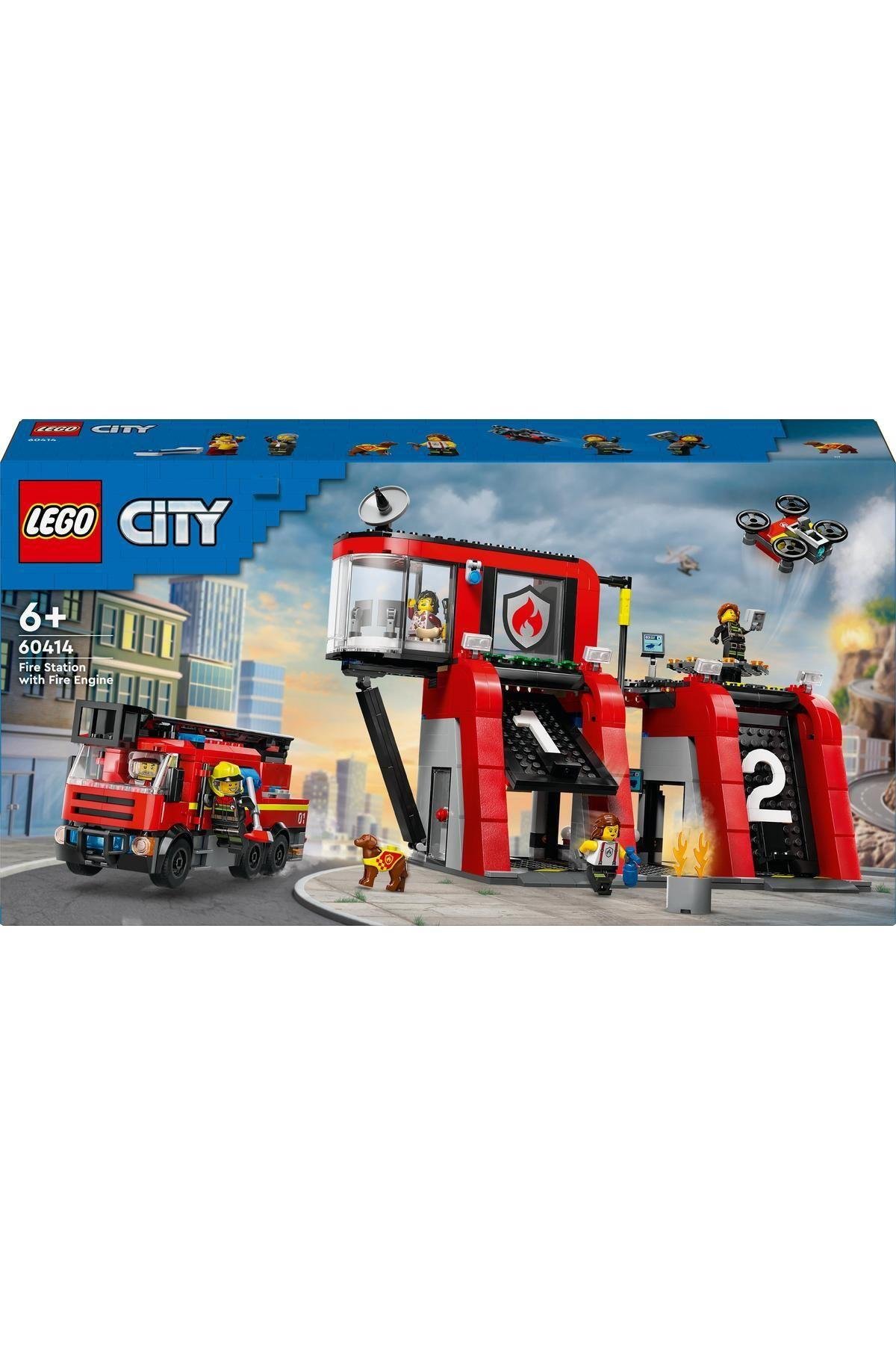 LEGO ® City İtfaiye Kamyonlu İtfaiye Merkezi 60414 -  Yaratıcı Oyuncak Yapım Seti (843 Parça)-Lego