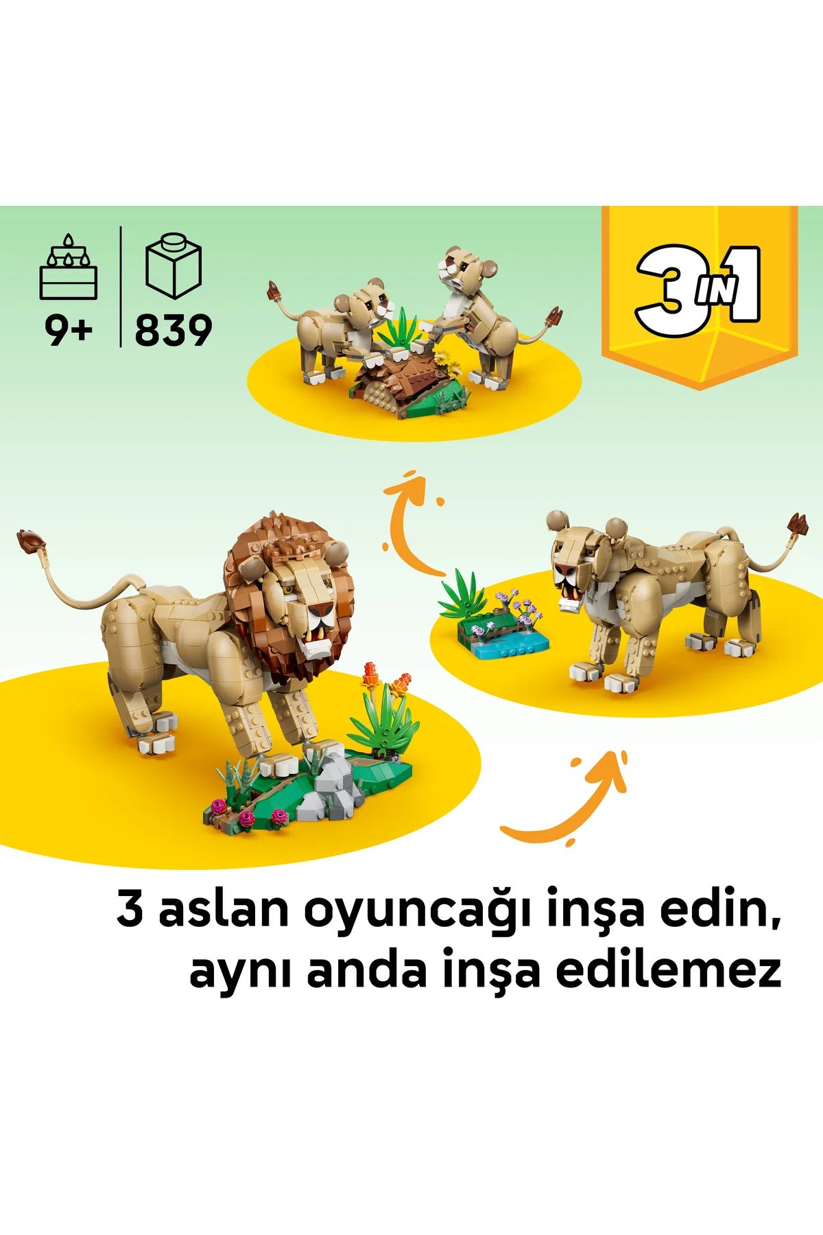 LEGO Creator 3’ü 1 Arada Vahşi Hayvanlar: Görkemli Aslan 31386-Lego