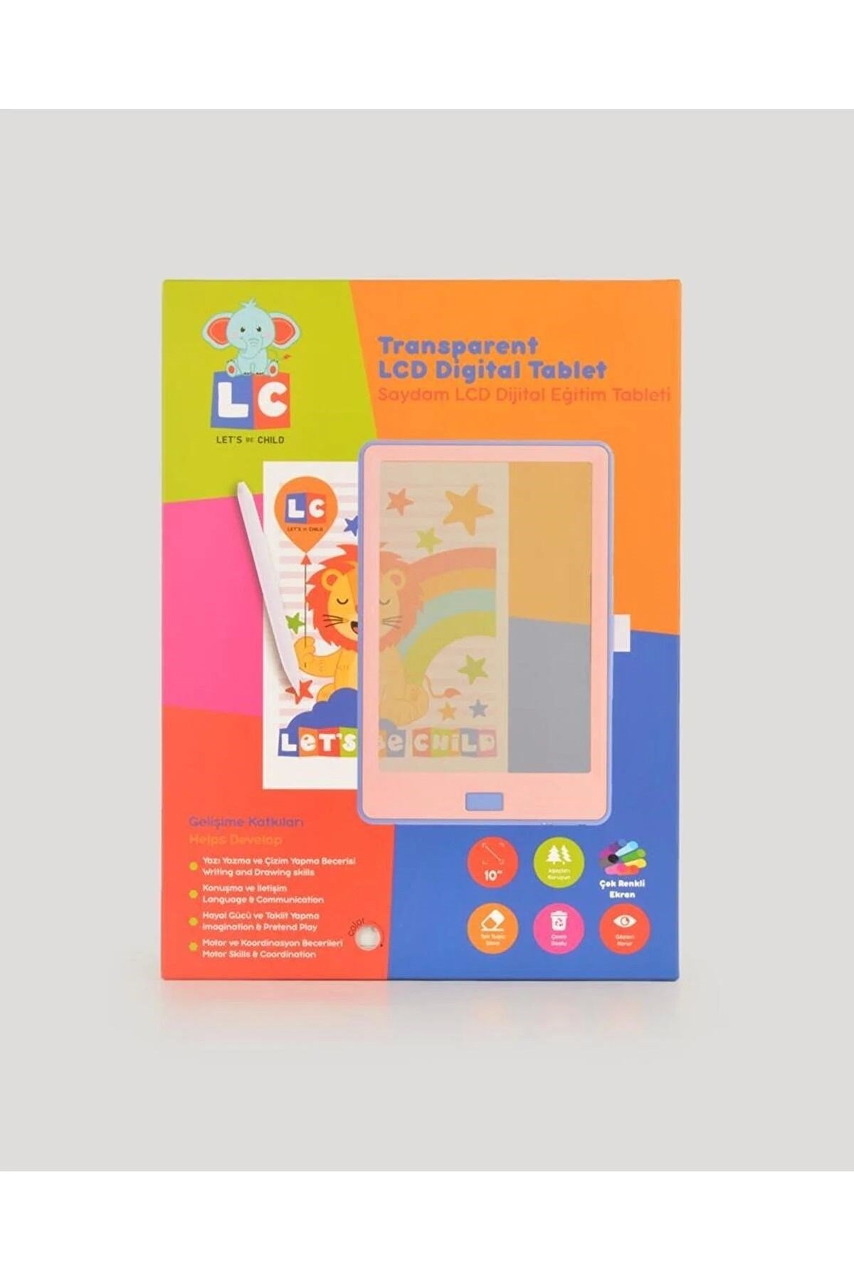 let's be child 10 inch Şeffaf LCD Dijital 4 Adet Çizim Kartlı Tablet-Eğitici Oyuncak