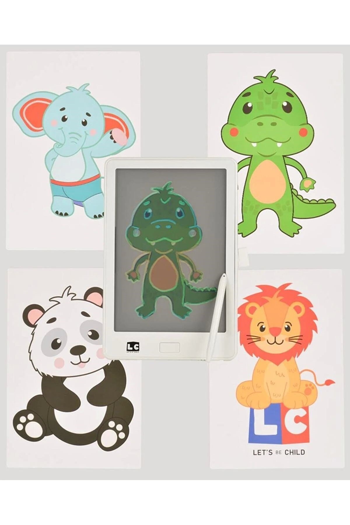 let's be child 10 inch Şeffaf LCD Dijital 4 Adet Çizim Kartlı Tablet-Eğitici Oyuncak