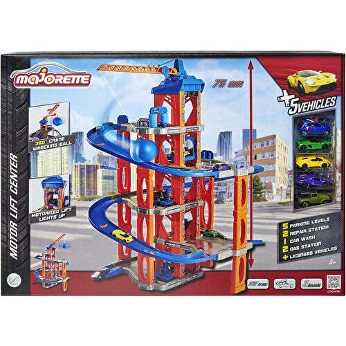 Majorette Motor Lift Center + 5 Cars-Araba Garaj ve Setleri
