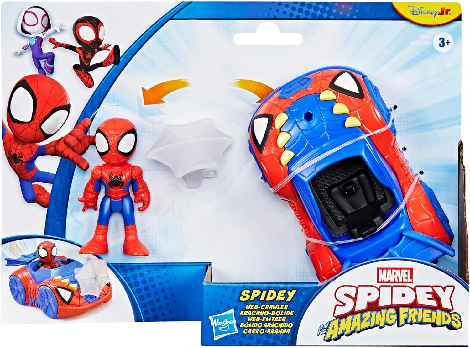 Marvel Spidey and His Amazing Friends Spidey Web Crawler Aksiyon Figürü ve Oyuncak Araba-Karakter Figürleri