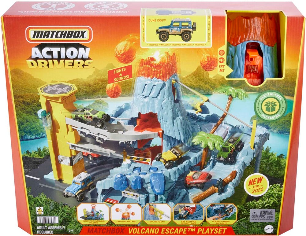 Matchbox Aksiyon Sürücüleri Volkanik Alanda Macera Oyun Seti HHW21-Eğitici Oyuncaklar