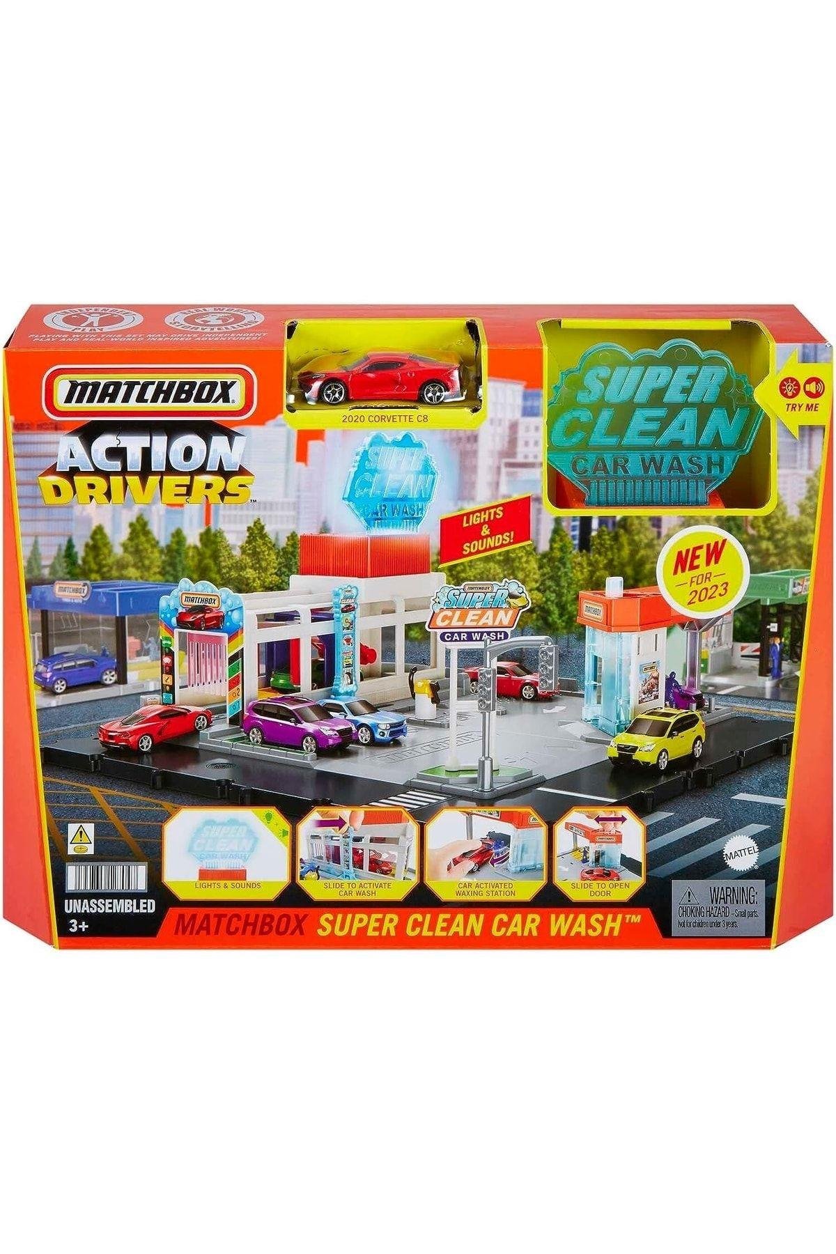 Matchbox Hnj54 Matchbox Aksiyon Sürücüleri Süper Oto Yıkama Oyun Seti-Araba Garaj ve Setleri