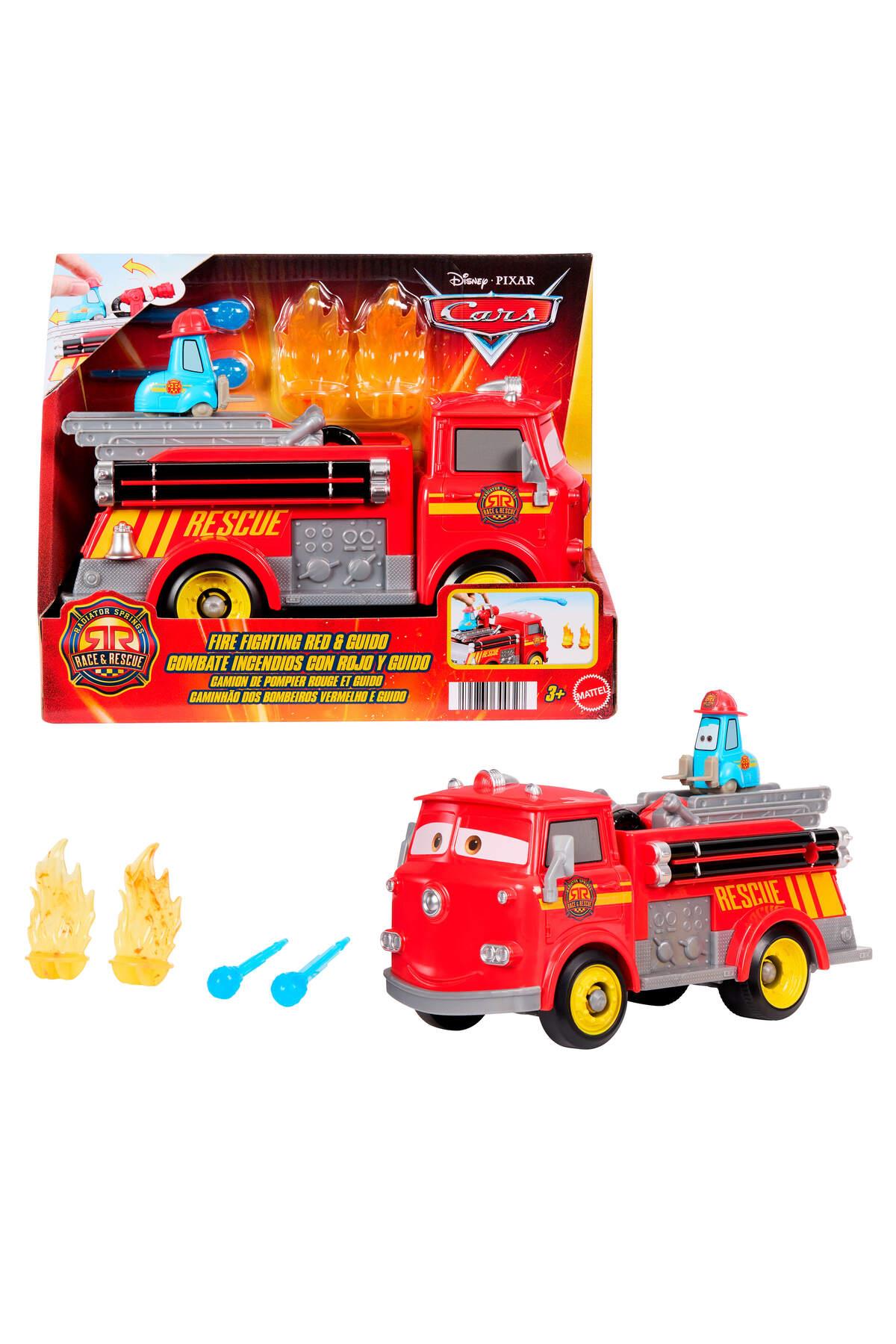Mattel Disney ve Pixar Cars Radyatör Kasabası Hızlı Kahramanlar İtfaiyeci Red ve Guido Seti JFL54-Oyuncak Arabalar ve Kamyonlar