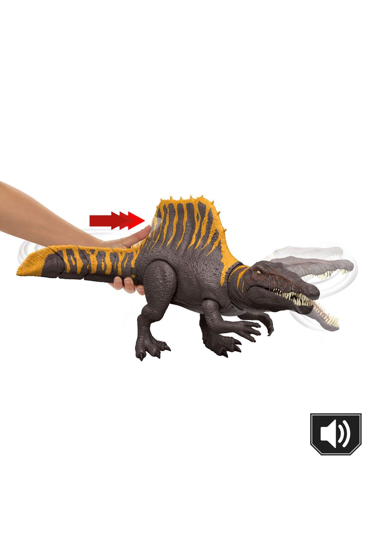 Mattel Jurassic World Spinosaurus Figürü, 2 saldırı hareketine sahip dinozor oyuncağı JGB56-Hayvan Figürleri