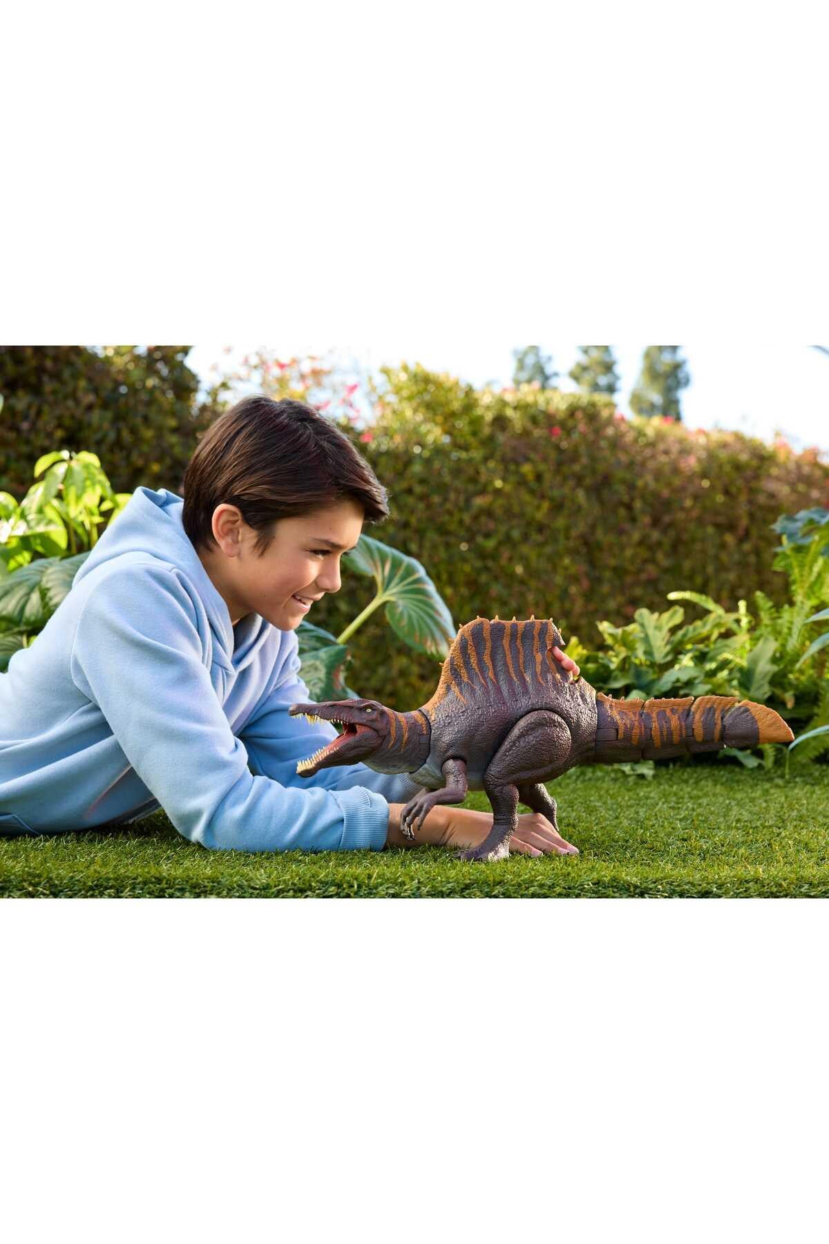 Mattel Jurassic World Spinosaurus Figürü, 2 saldırı hareketine sahip dinozor oyuncağı JGB56-Hayvan Figürleri