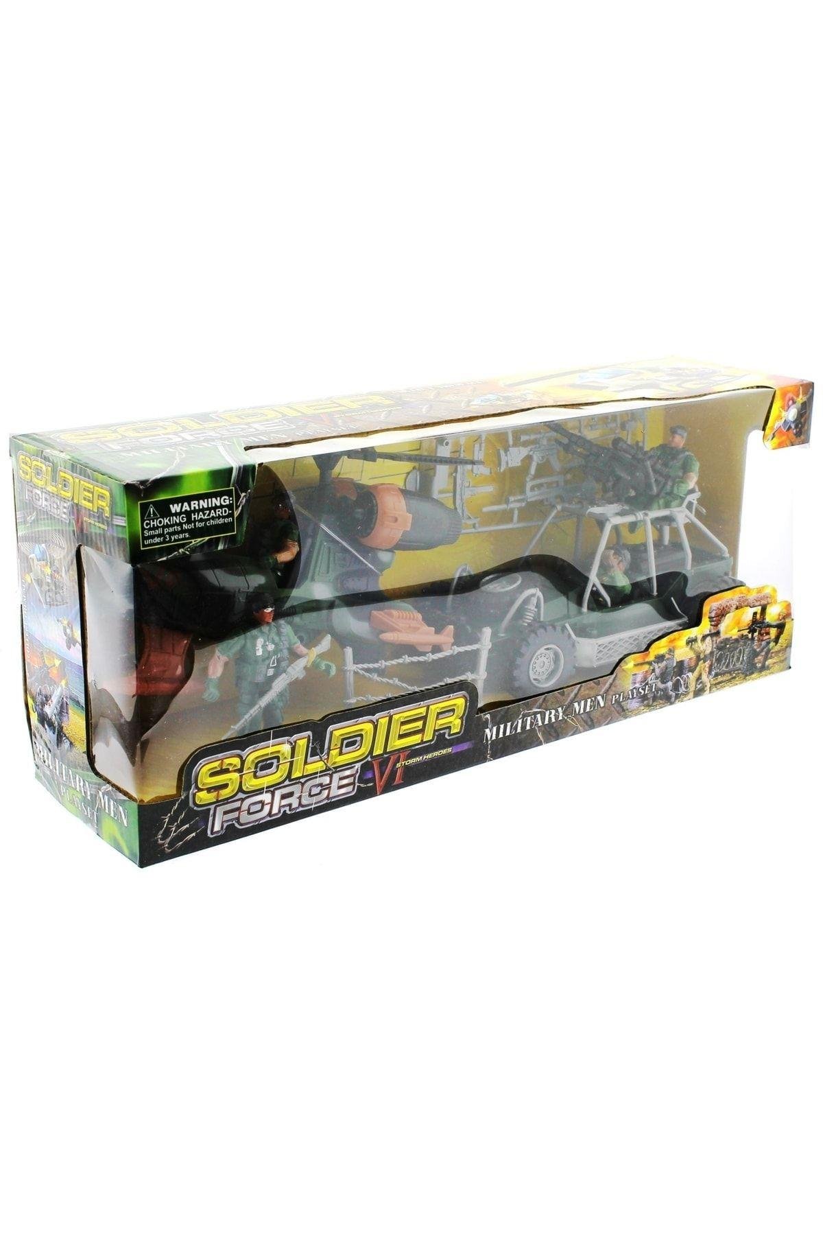 MEGA Unisex Çocuk Siyah Buggy Ve Helikopterli Askeri Oyun Seti-Araba Garaj ve Setleri