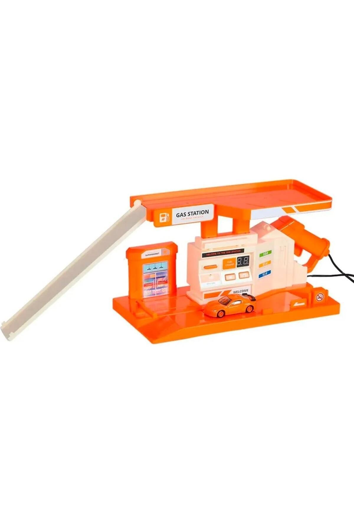 METAL ARAÇ BENZİN İSTASYONU SARI-Araba Garaj ve Setleri