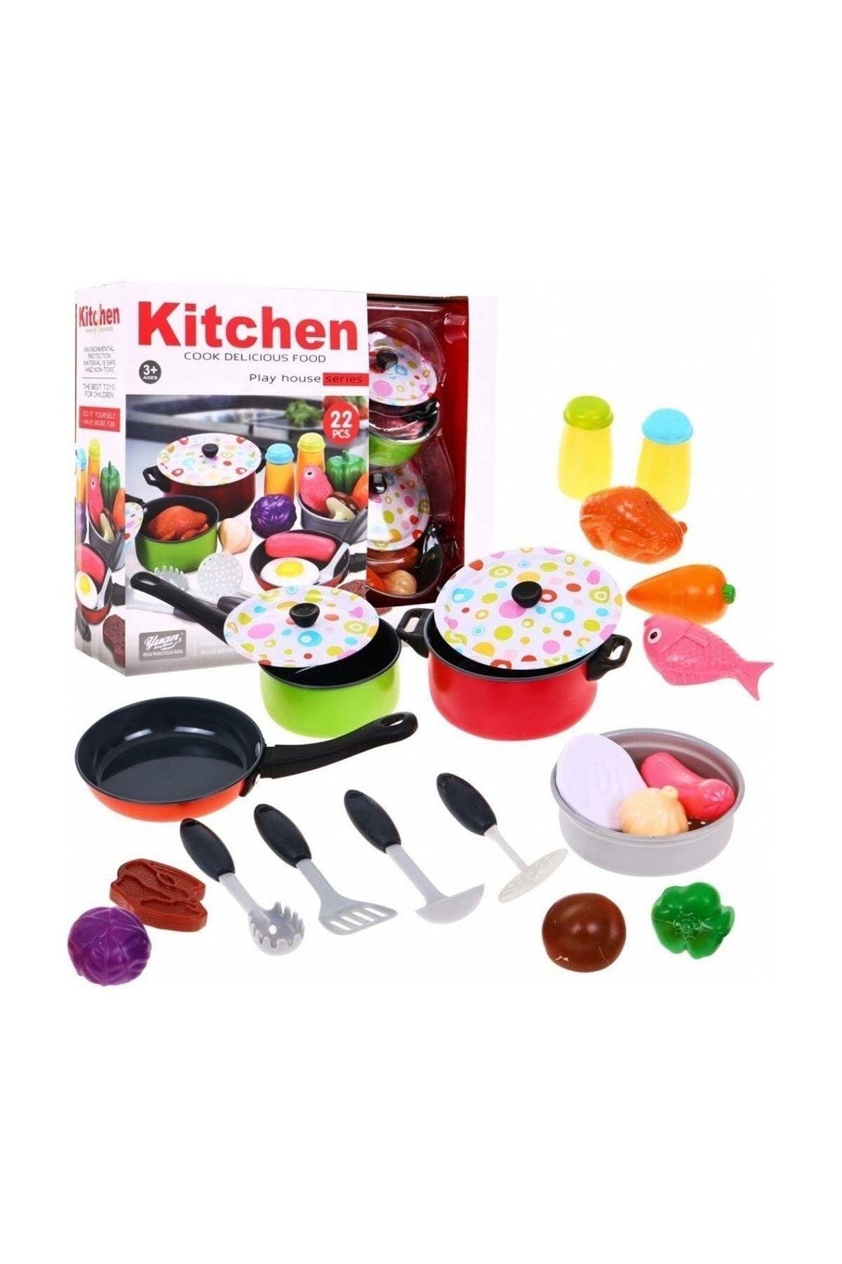Metal Mutfak Gereçleri Seti 22 Parça-Kız Rol Oyuncakları