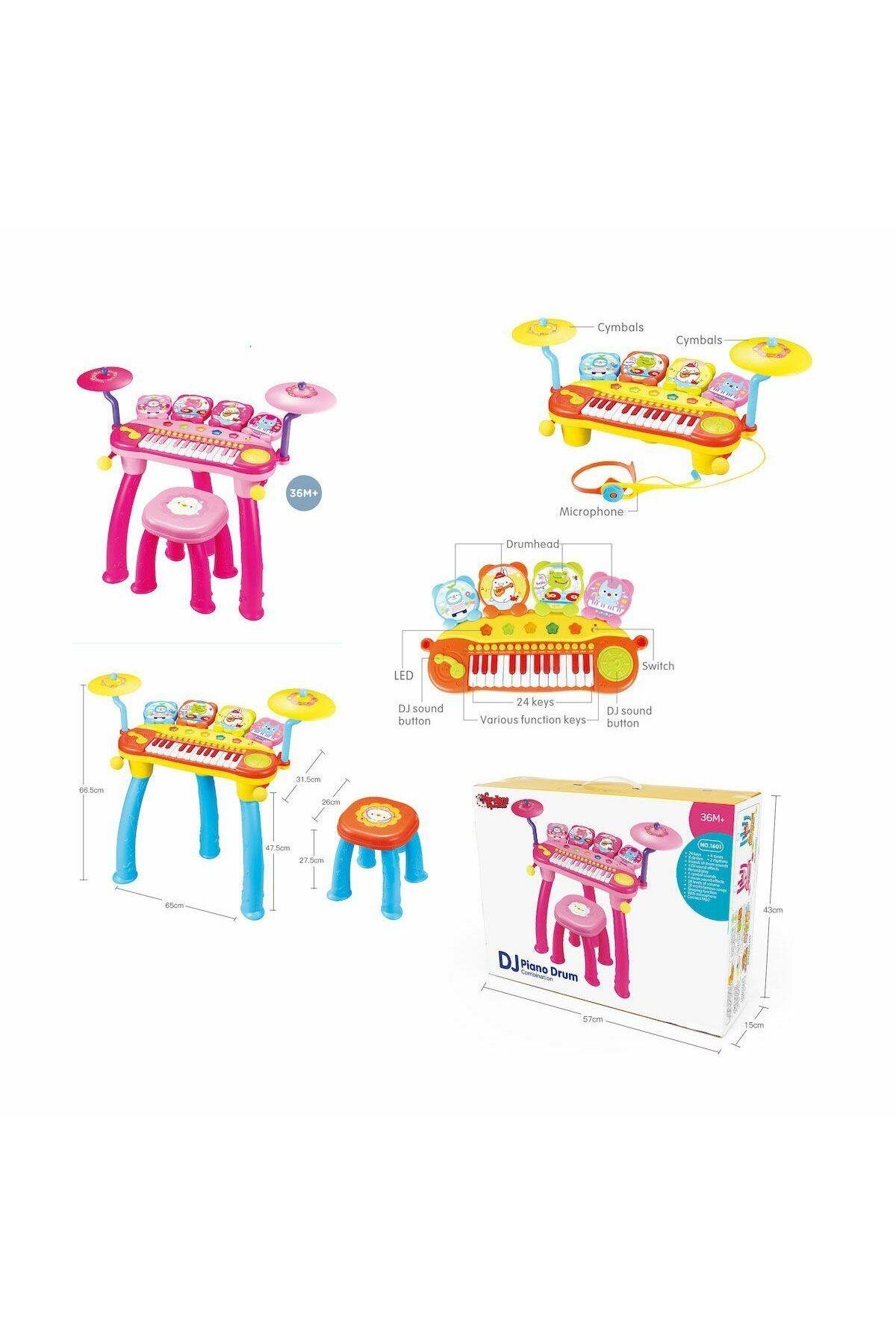 Mikrofonlu 24 Tuşlu Mp3 Çalar Piyano Mavi-Müzik Aletleri