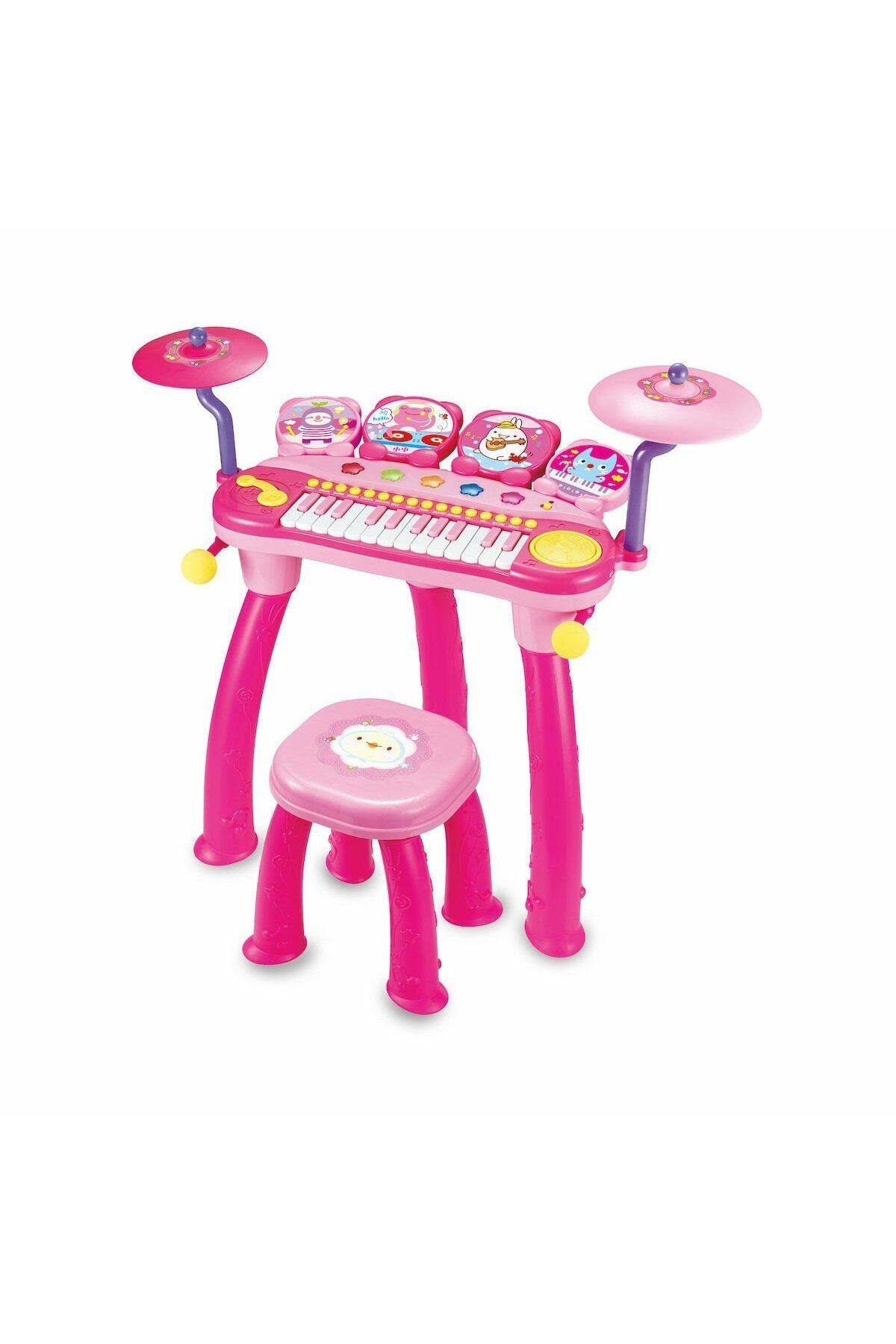 Mikrofonlu 24 Tuşlu Mp3 Çalar Piyano Mavi-Müzik Aletleri