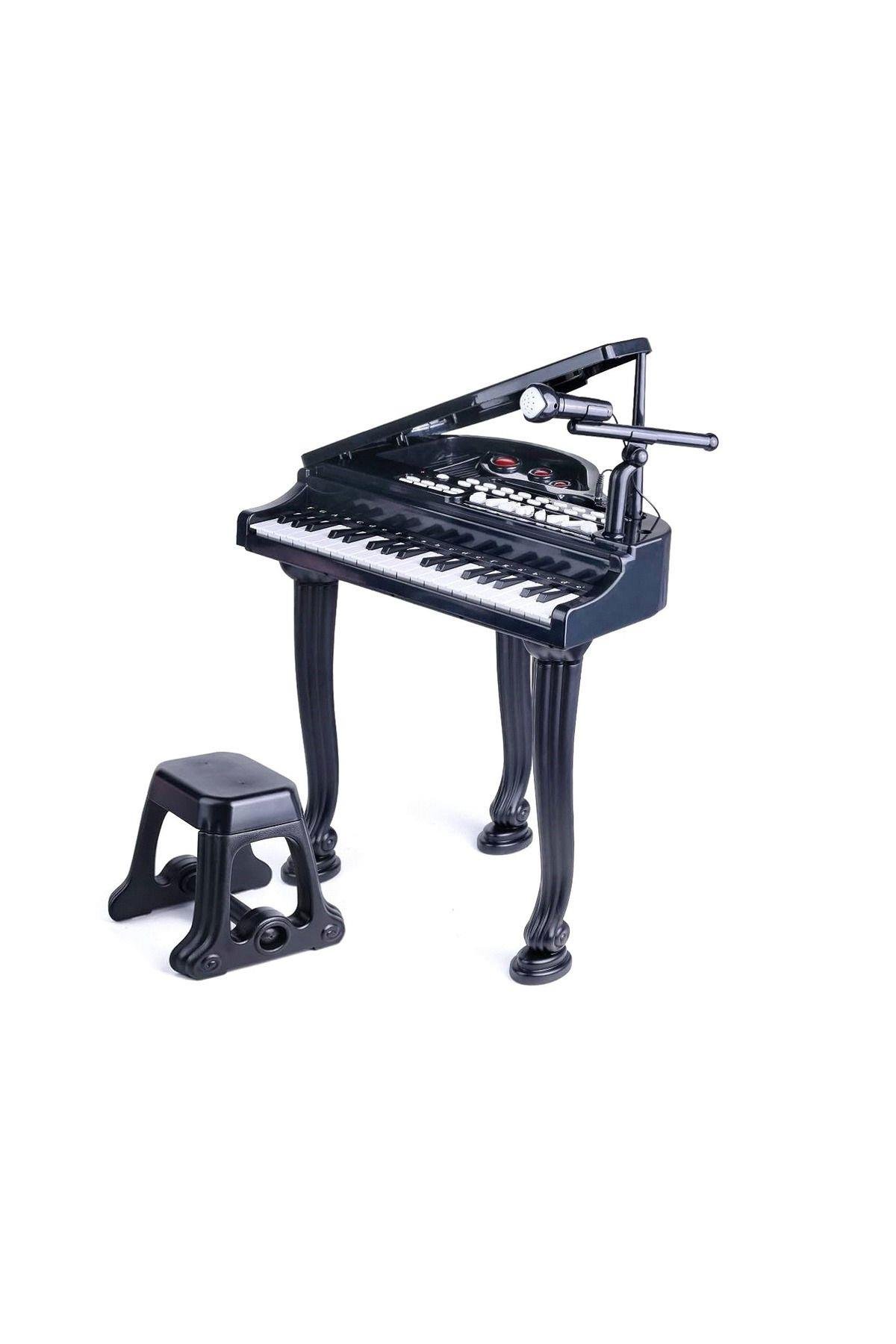 Mikrofonlu 37 Tuşlu Mp3 Çalar Büyük Siyah Piyano-Müzik Aletleri