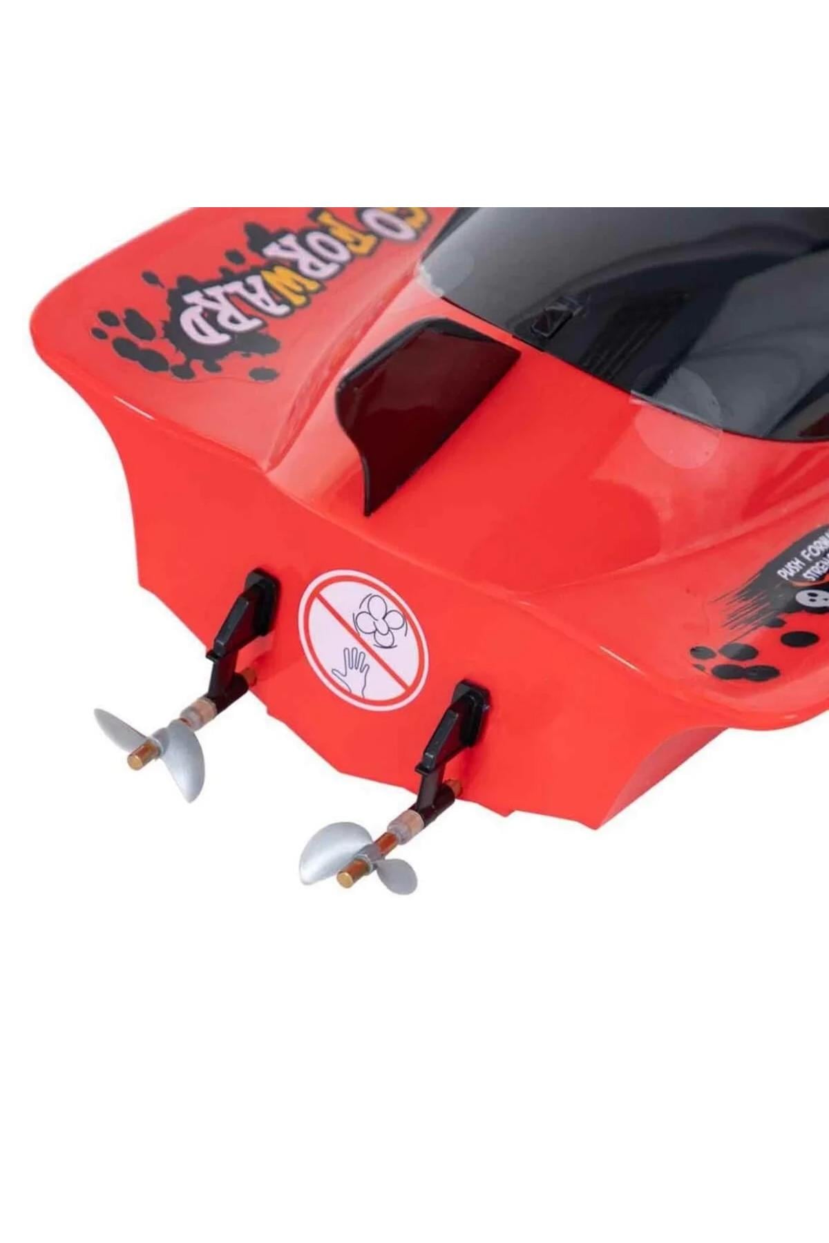 Motorlu USB Şarjlı Uzaktan Kumandalı Yarış Teknesi 74 cm - Kırmızı-Uzaktan Kumandalı Araçlar