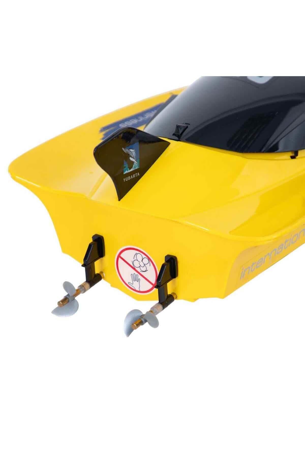 Motorlu USB Şarjlı Uzaktan Kumandalı Yarış Teknesi 74 cm - Sarı-Uzaktan Kumandalı Araçlar