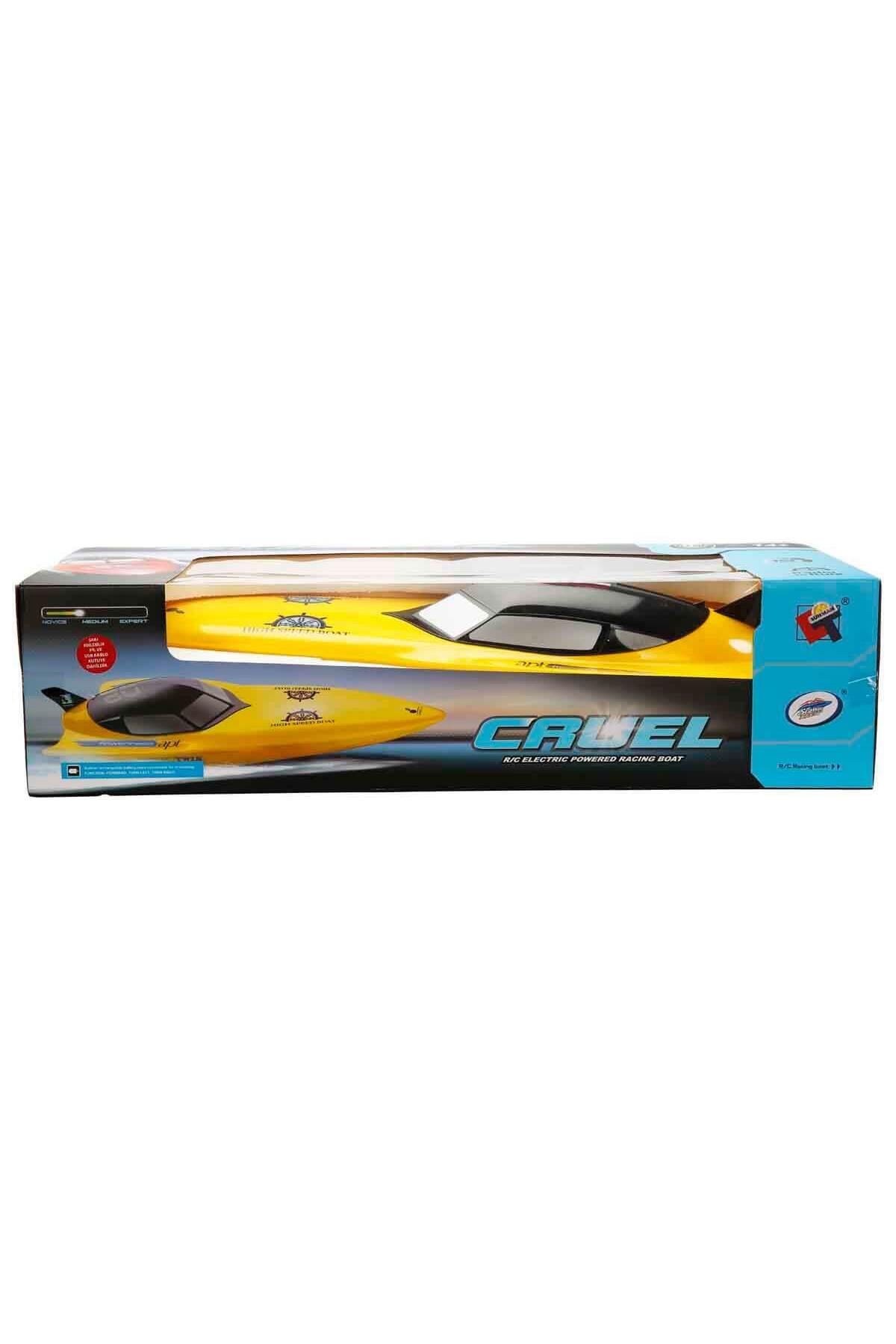 Motorlu USB Şarjlı Uzaktan Kumandalı Yarış Teknesi 74 cm - Sarı-Uzaktan Kumandalı Araçlar