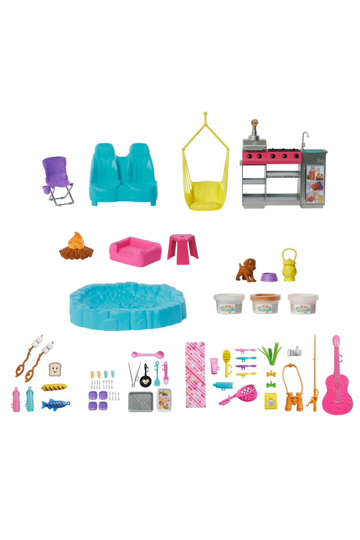 ®'nin Rüya Karavanı Araç Oyun Seti, Tavan çadırı, barbekü ve 60'tan fazla aksesuarıyla HRJ78-Oyuncak Arabalar ve Kamyonlar