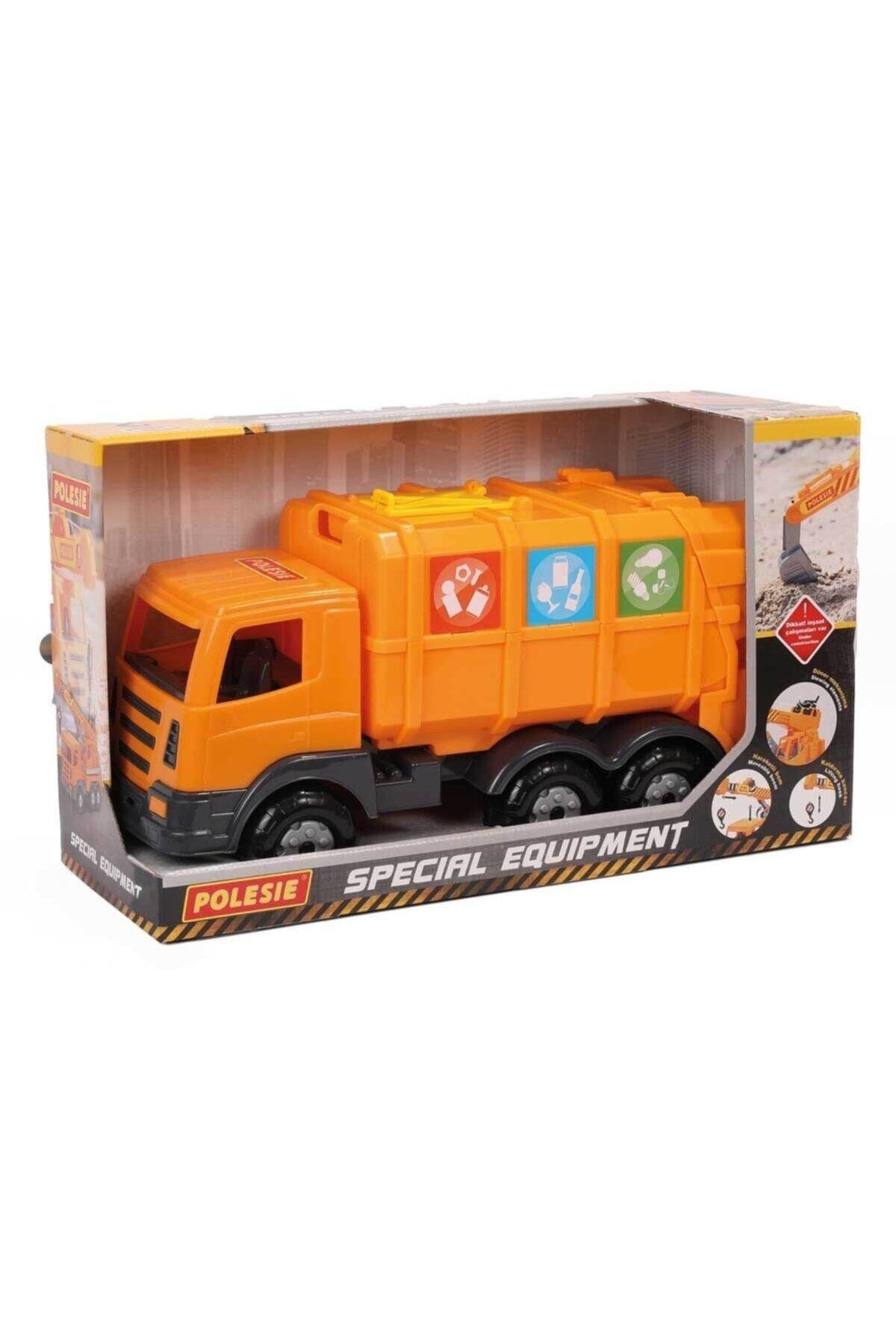 Oyuncak Kutulu Çöp Kamyonu Turuncu Geri Dönüşüm Aracı-Oyuncak Arabalar ve Kamyonlar