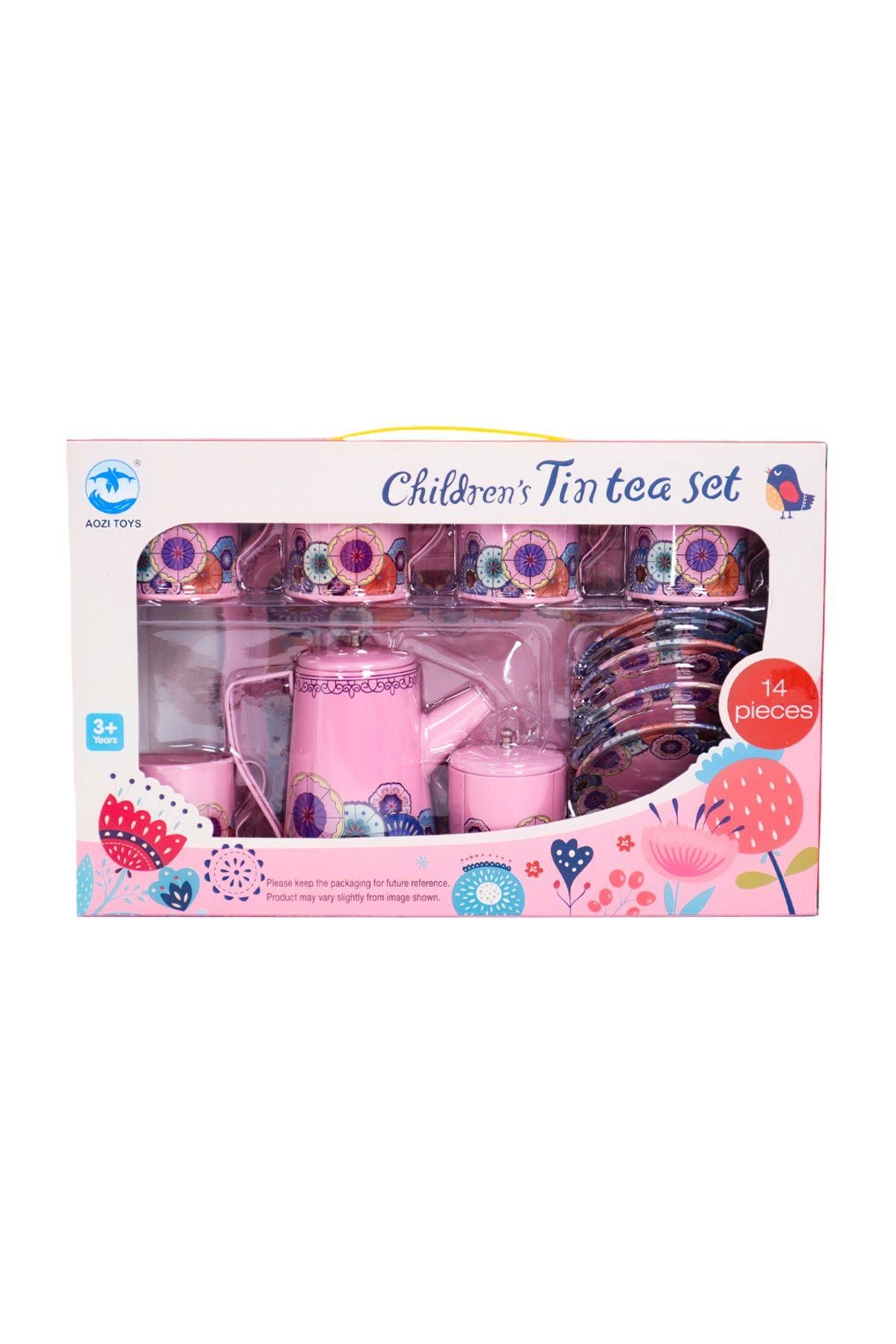 PEMBE METAL ÇAY SETİ 9 PARÇA-Kız Rol Oyuncakları