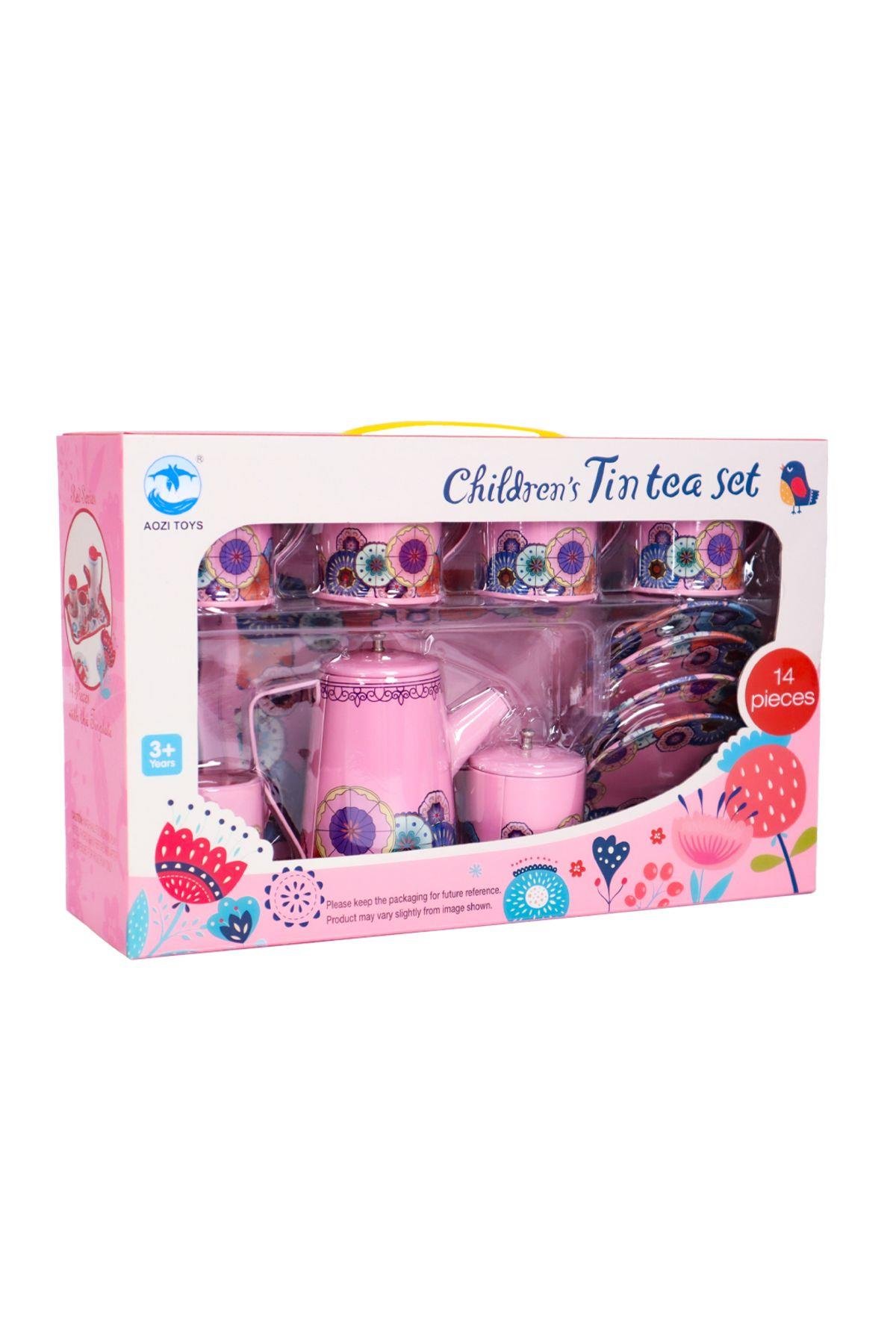 PEMBE METAL ÇAY SETİ 9 PARÇA-Kız Rol Oyuncakları