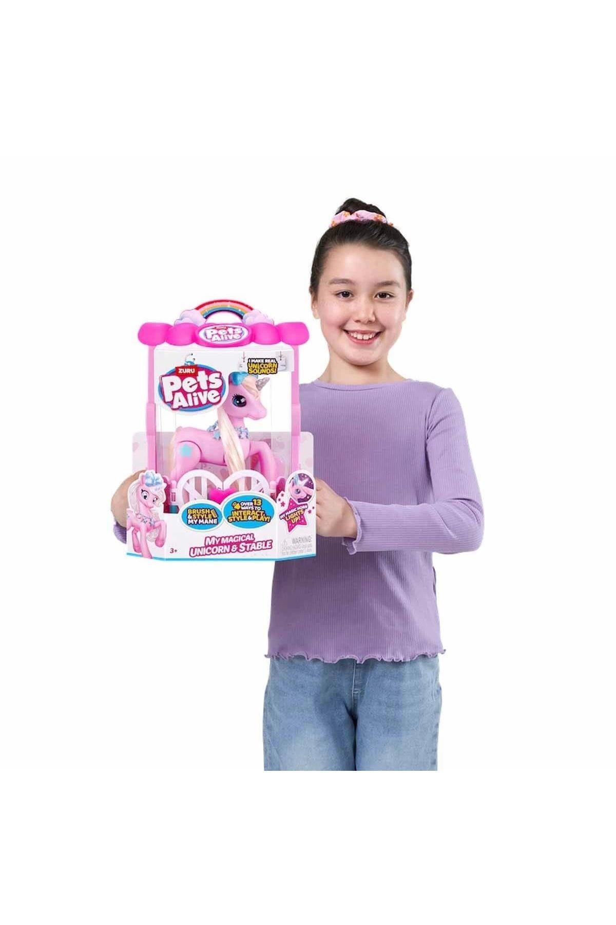 Pets Alive Sesli Ve Işıklı Sihirli Unicorn & Ahır Oyun Seti-Hayvan Figürleri