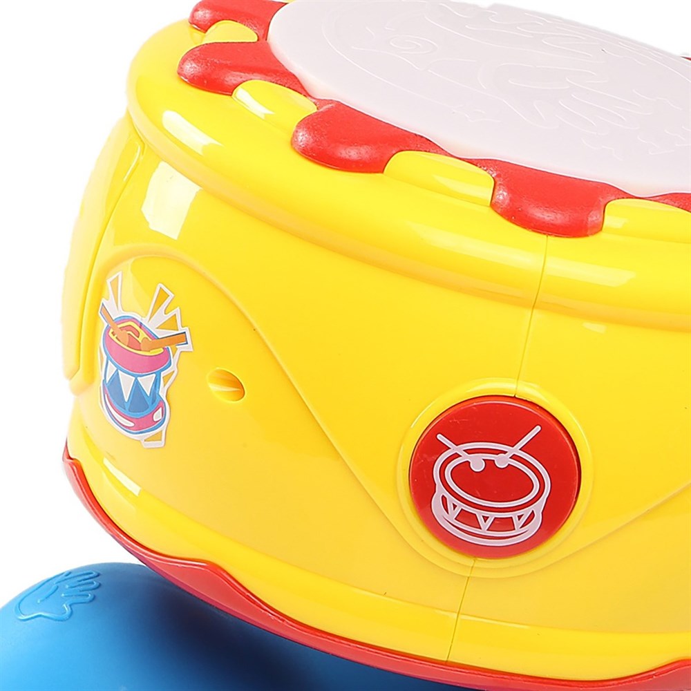 Pilli Işıklı Sesli Kaya Davul Sarı-Müzik Aletleri