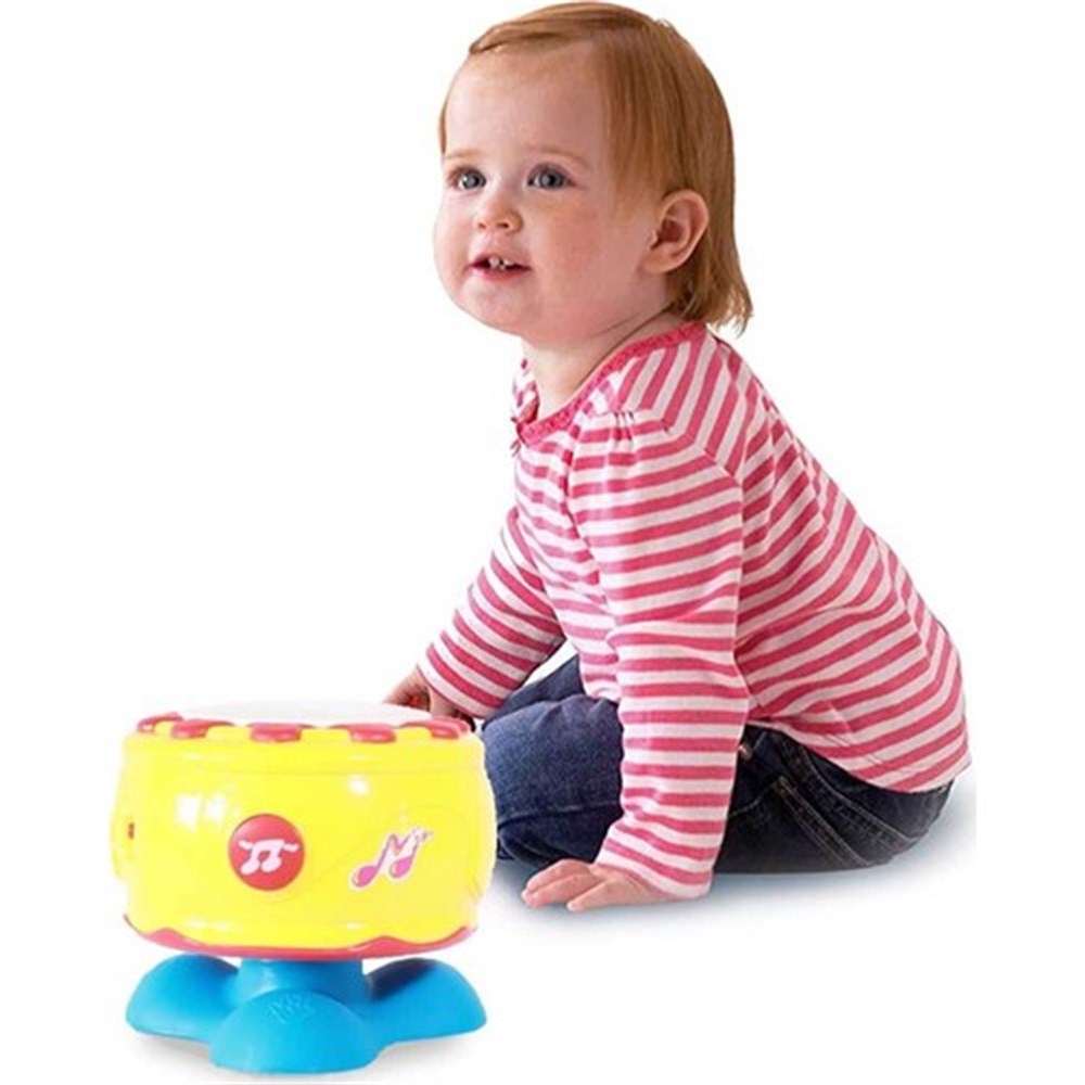 Pilli Işıklı Sesli Kaya Davul Sarı-Müzik Aletleri