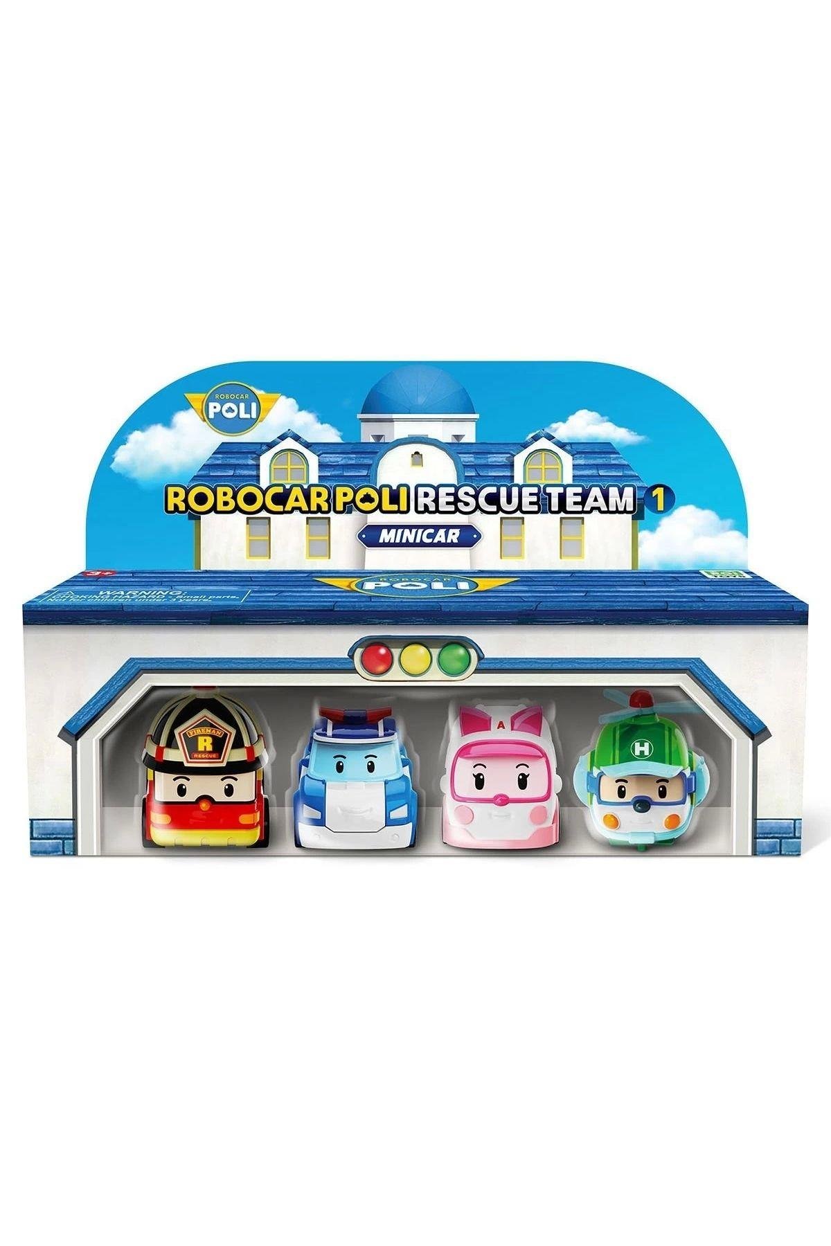 POLI MRT-760 Robocar Poli Mini Kasabanın Kurtarma Araçları 4lü Set-Karakter Figürleri