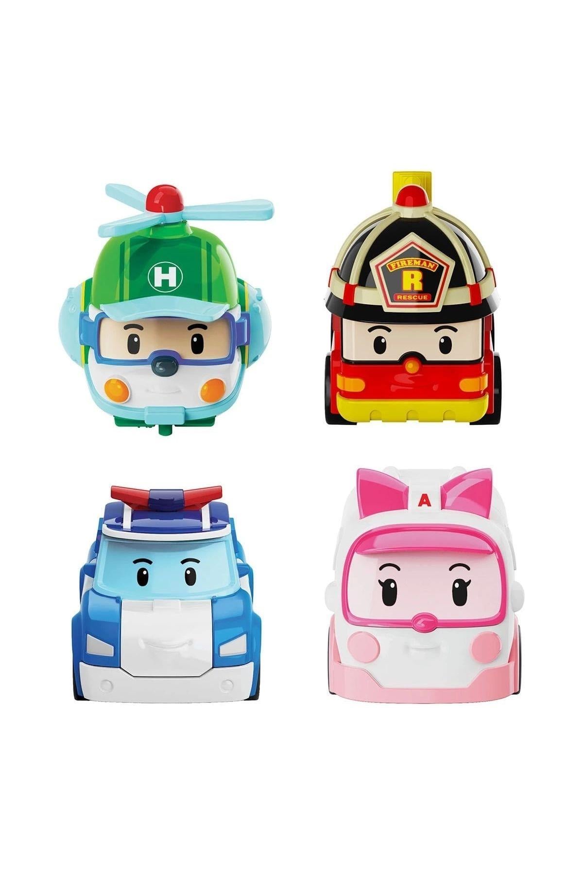 POLI MRT-760 Robocar Poli Mini Kasabanın Kurtarma Araçları 4lü Set-Karakter Figürleri