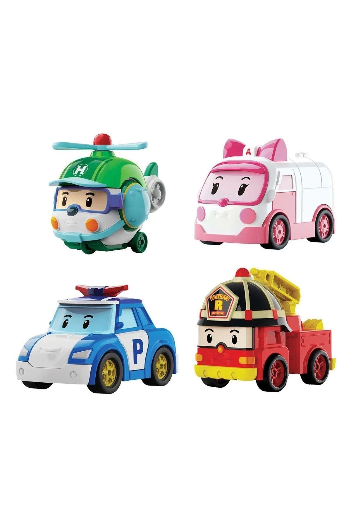 POLI MRT-760 Robocar Poli Mini Kasabanın Kurtarma Araçları 4lü Set-Karakter Figürleri