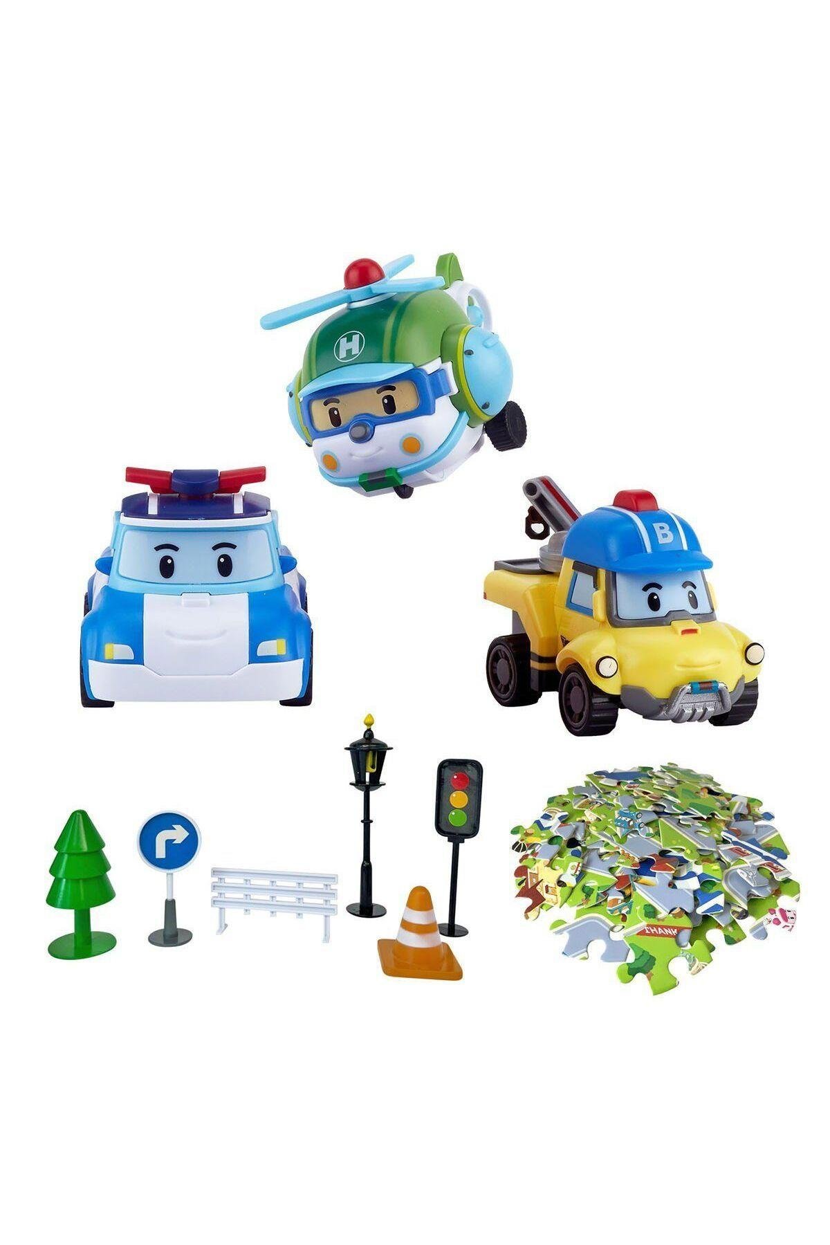 POLI-ZR-912 Robocar Poli Gogo City Seri Poli Burky Helly Oyun Seti-Araba Garaj ve Setleri