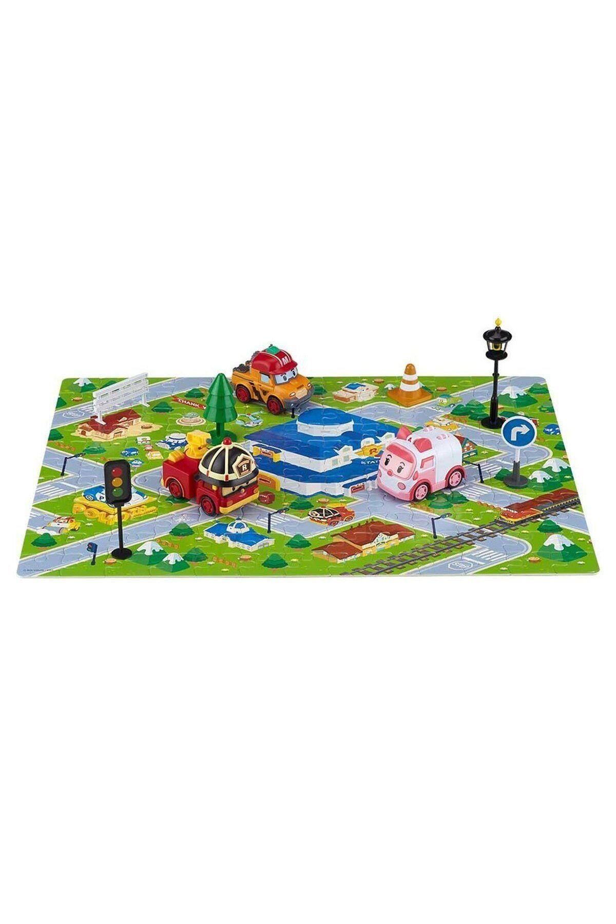 POLI ZR-913 Robocar Poli Gogo City Seri Ambar,Roy,Mark Oyun Seti-Araba Garaj ve Setleri