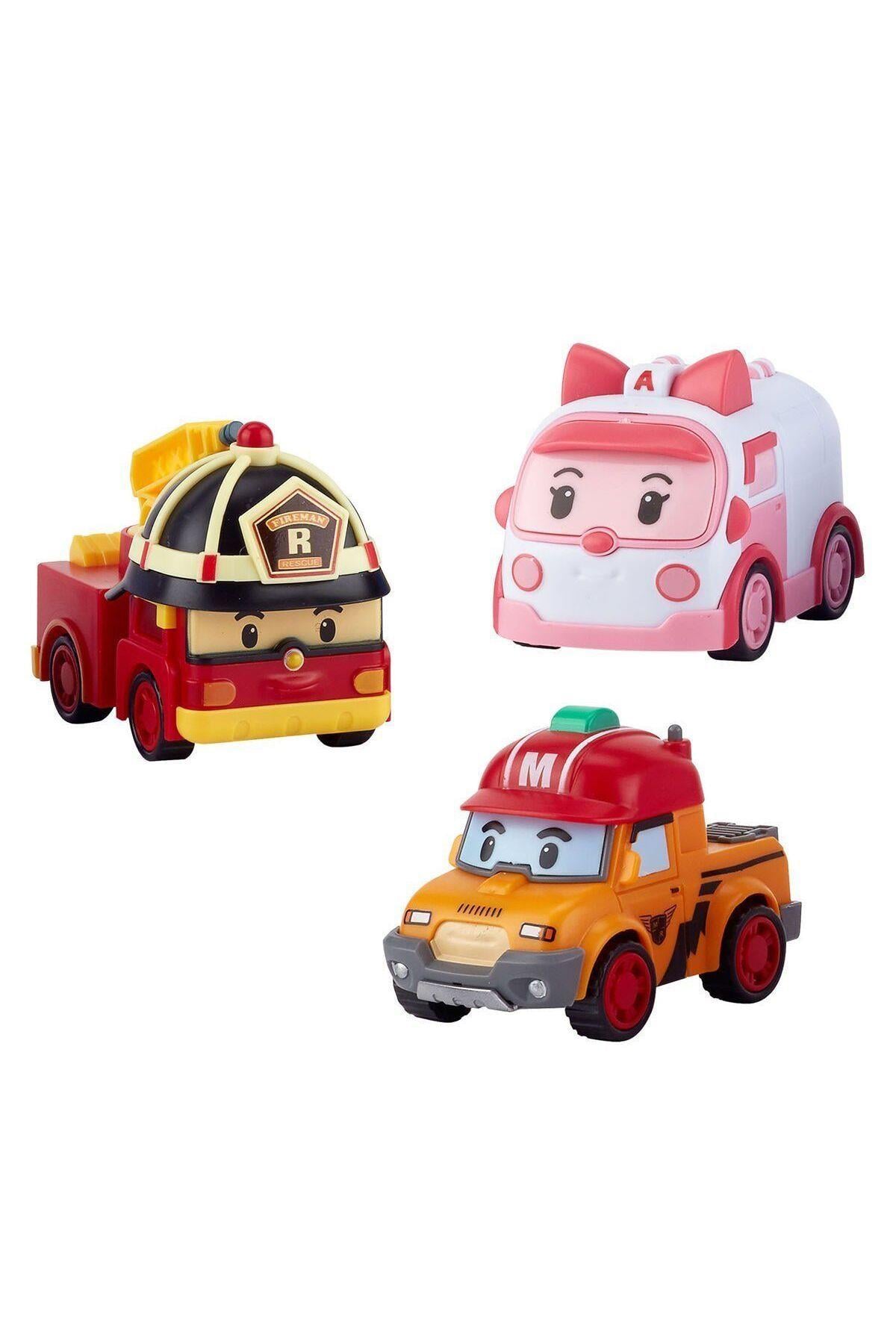 POLI ZR-913 Robocar Poli Gogo City Seri Ambar,Roy,Mark Oyun Seti-Araba Garaj ve Setleri